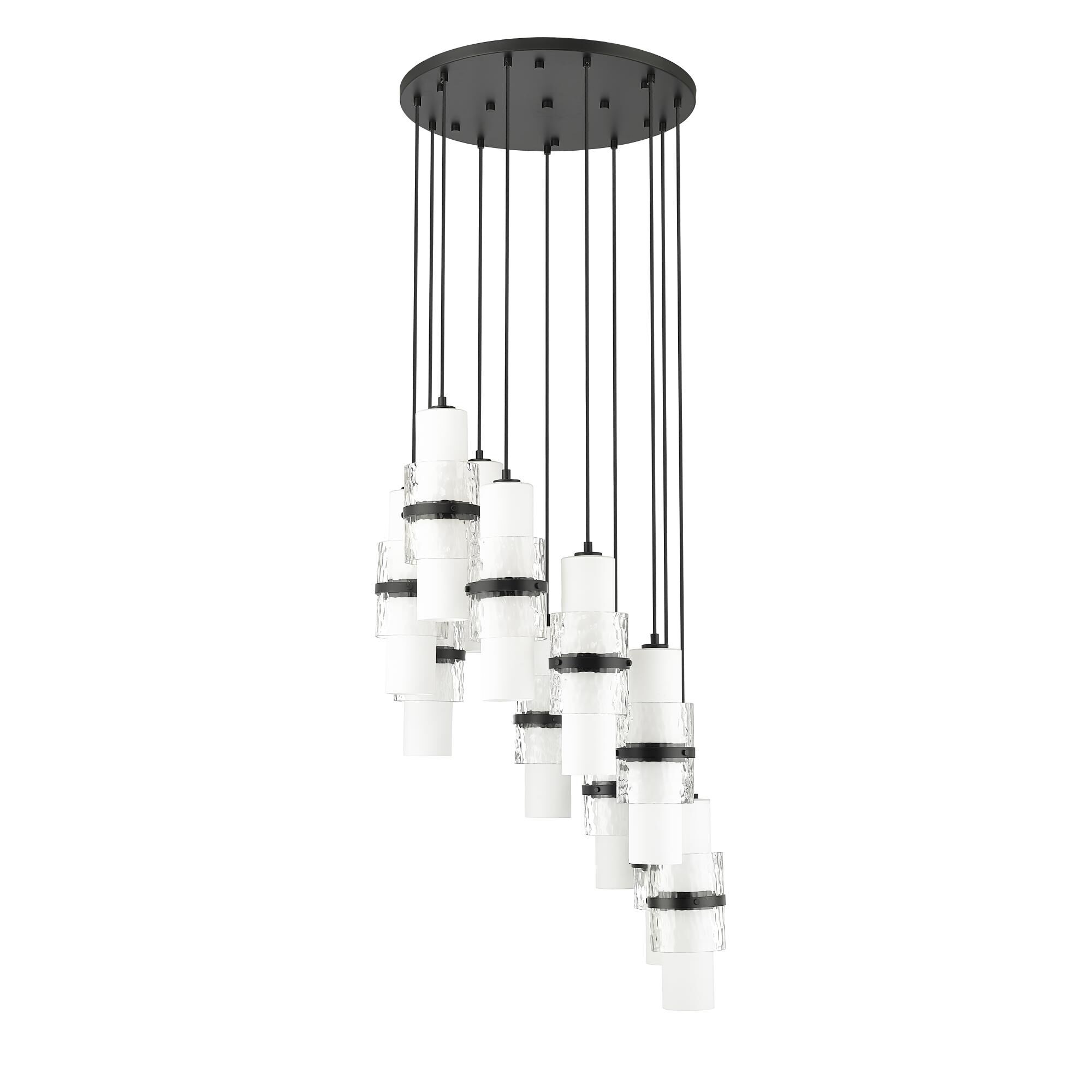 Shown in Matte Black finish and Clear and Etched Opal glass