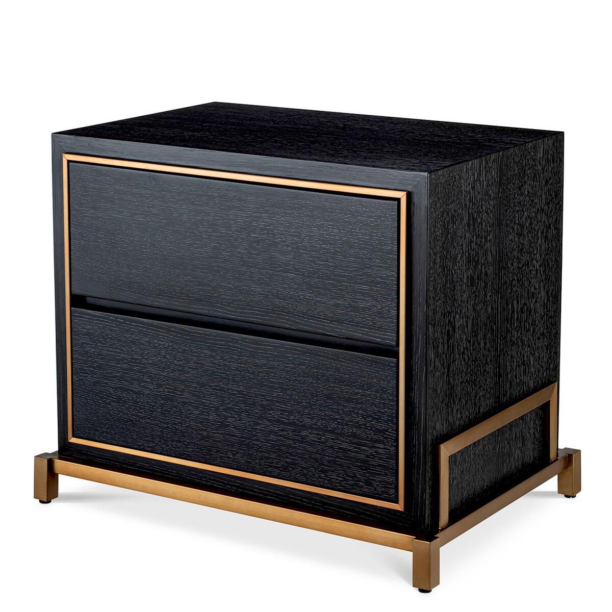 Shown in Charcoal Grey Oak Veneer, Brushed Brass finish
