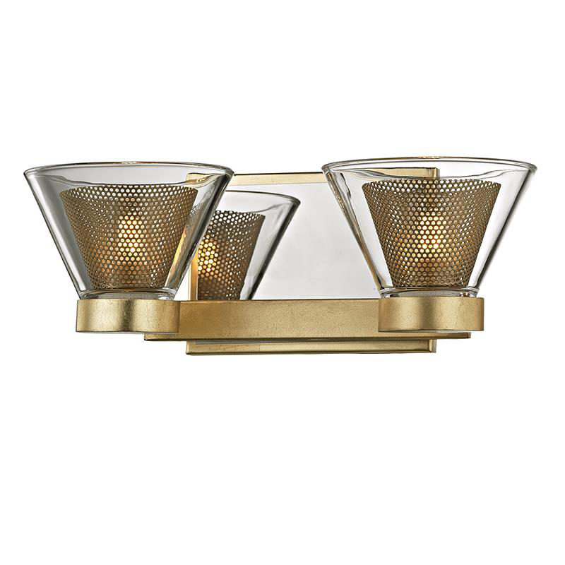 Shown in Gold Leaf, Polished Chrome Accents finish and Clear glass and Polished Chrome  accent