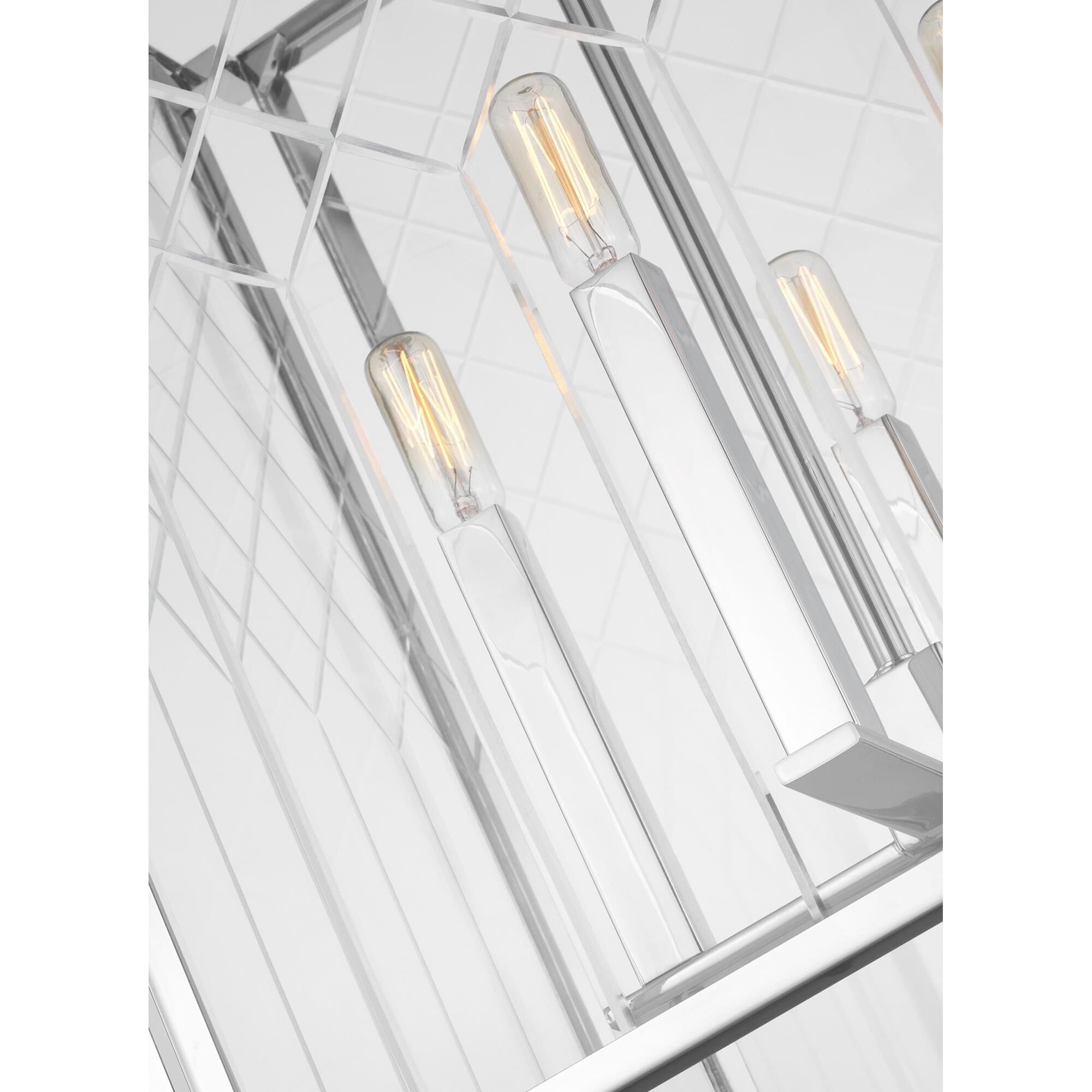 Shown in Polished Nickel finish and Clear With Diamond Cut Pattern glass