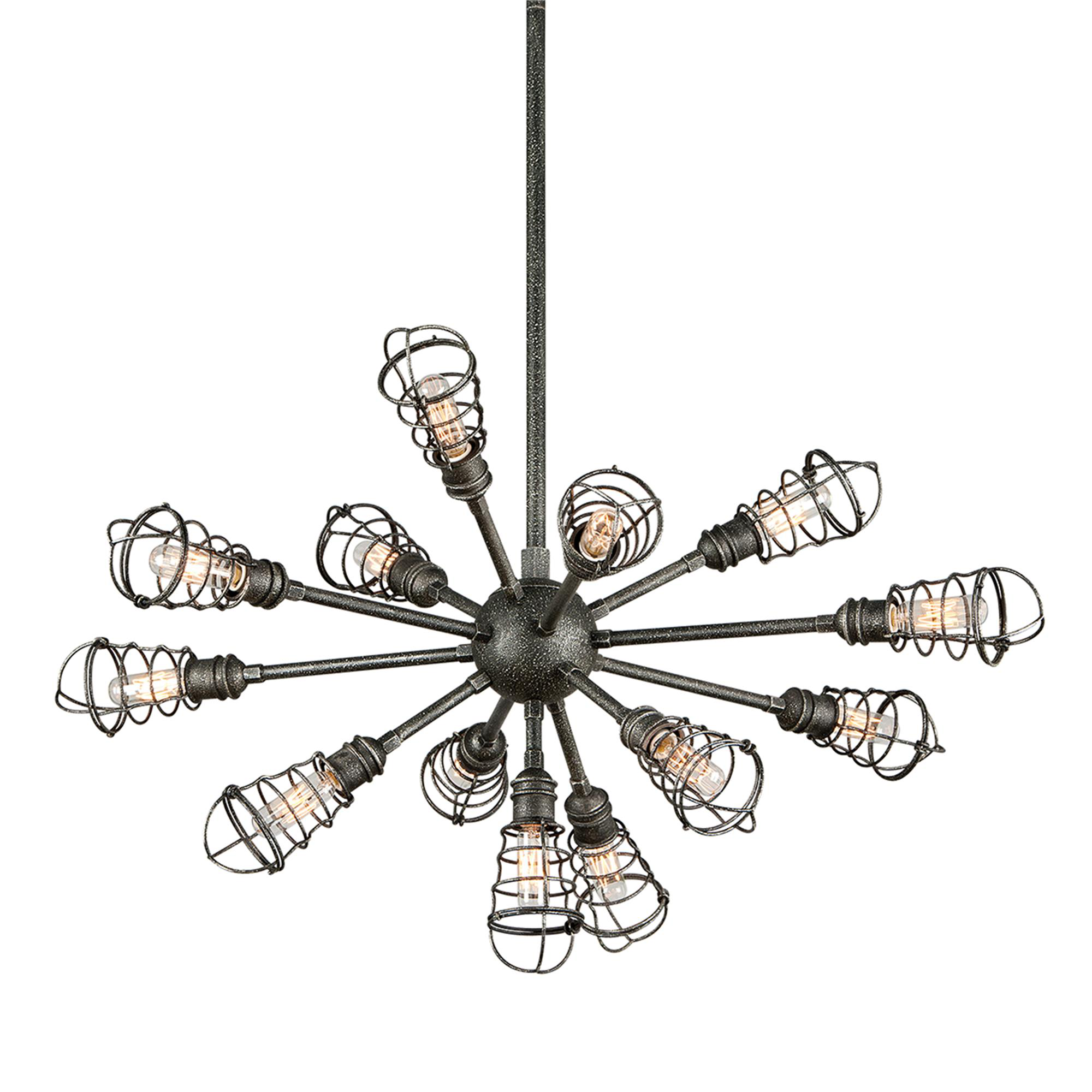 Shown in Old Silver finish and Old Silver glass and Hand-Worked Iron shade
