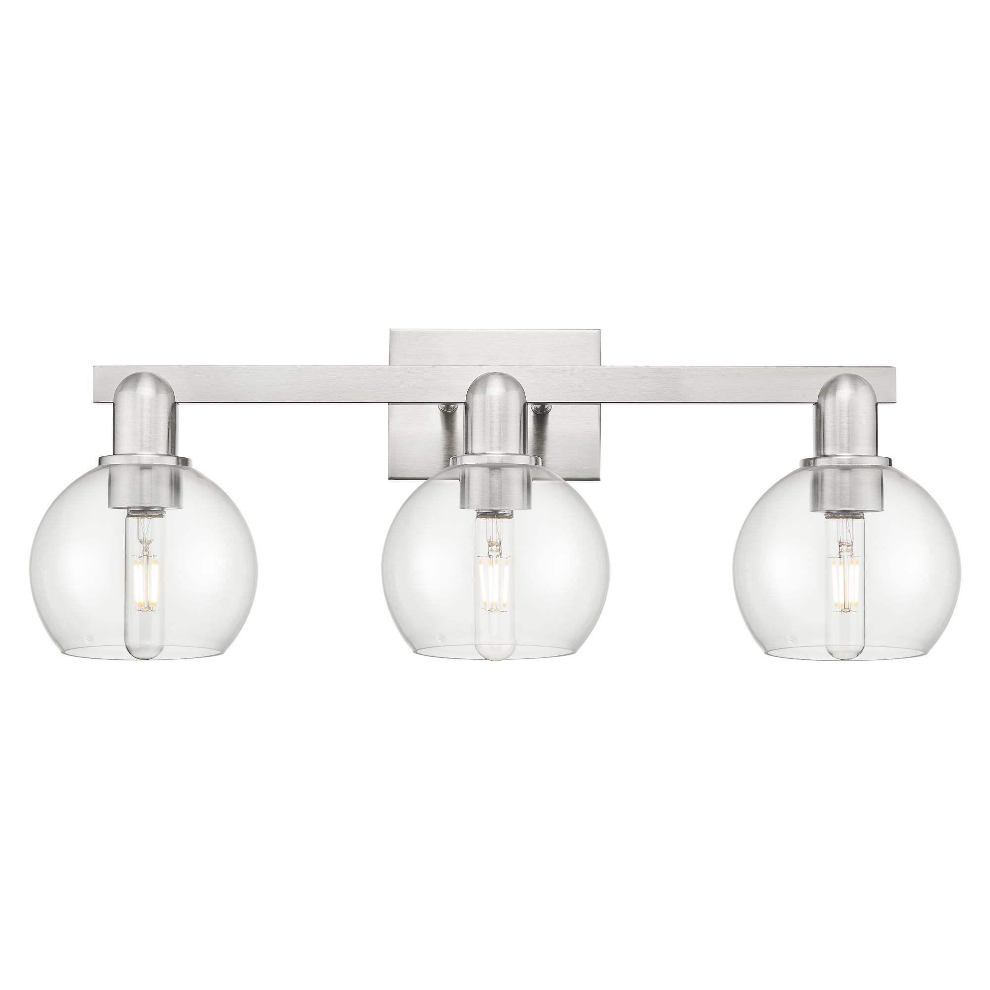 Shown in Brushed Satin Nickel finish and Clear glass