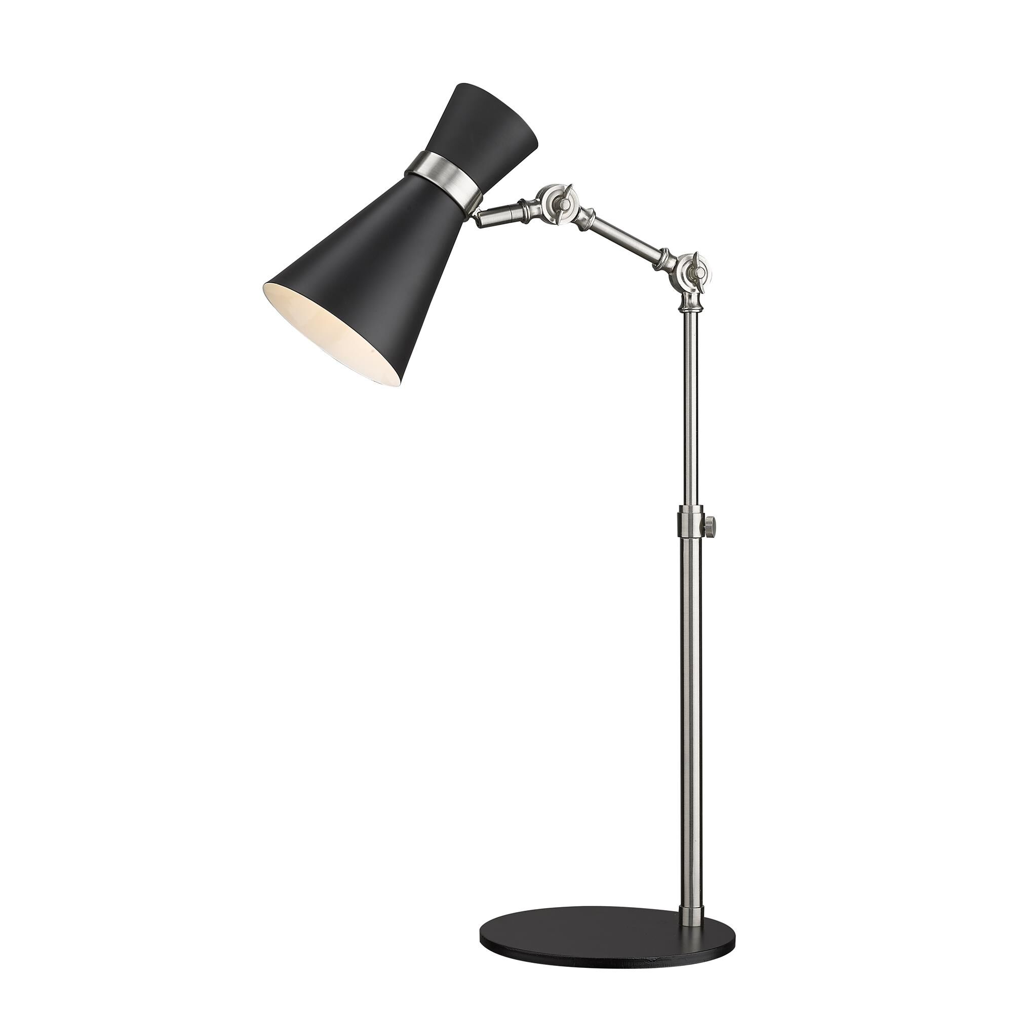 Shown in Matte Black + Brushed Nickel finish and Metal glass and Metal shade