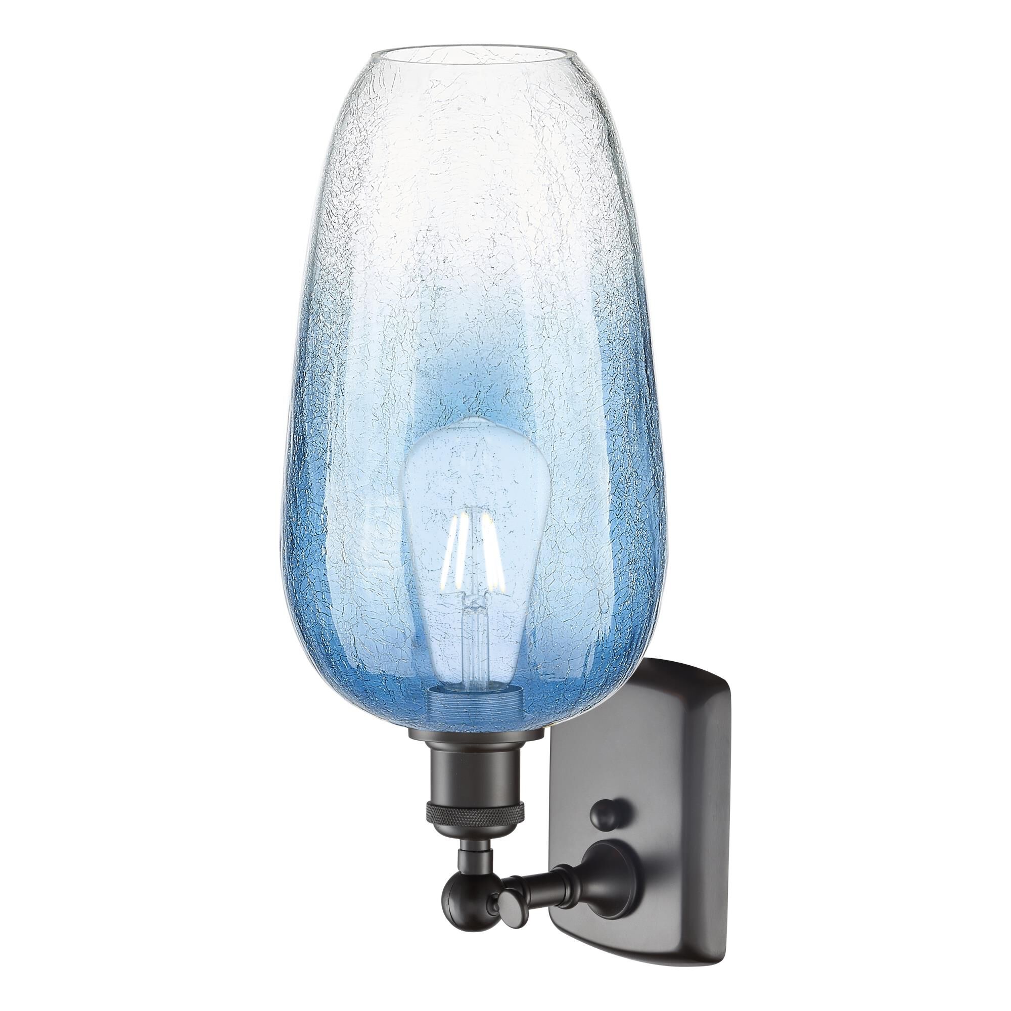 Shown in Oil Rubbed Bronze finish and Sapphire Blue glass