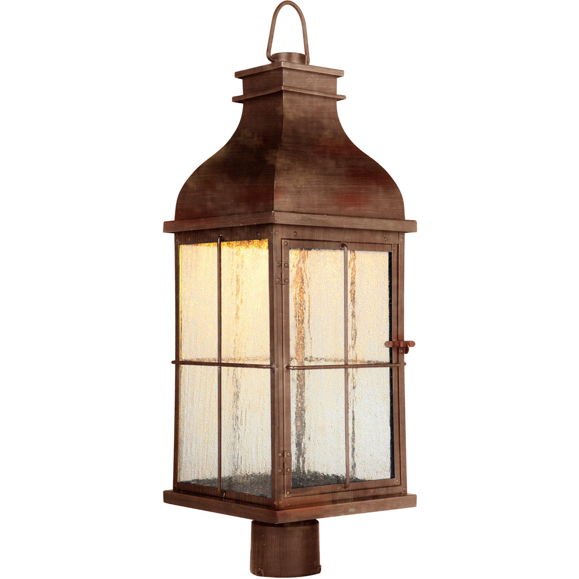 Shown in Weathered Copper finish and Yes glass and Yes shade and Rectangle accent