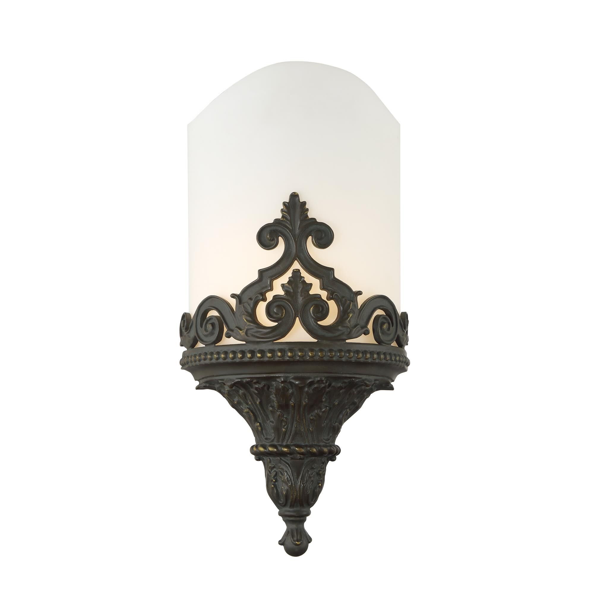 Shown in Aged Bronze finish and White Faux Alabaster glass