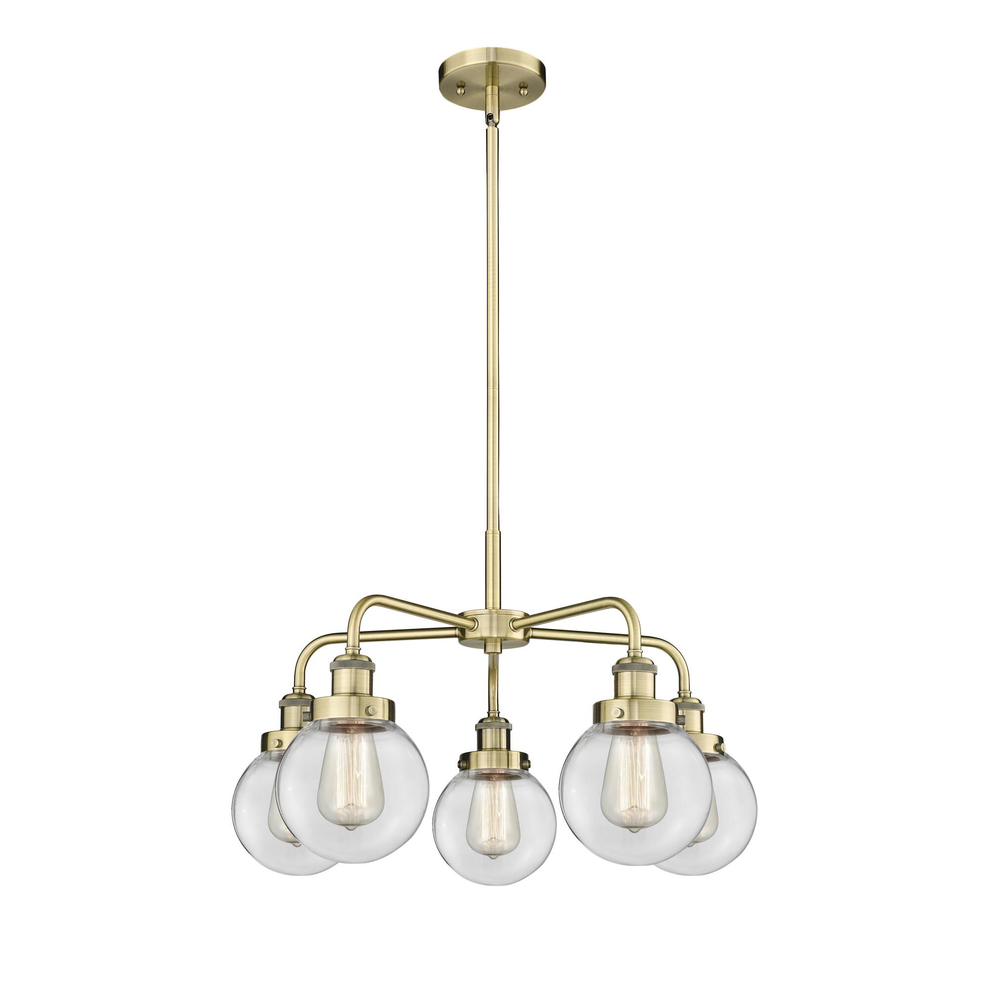 Shown in Antique Brass finish and Clear glass