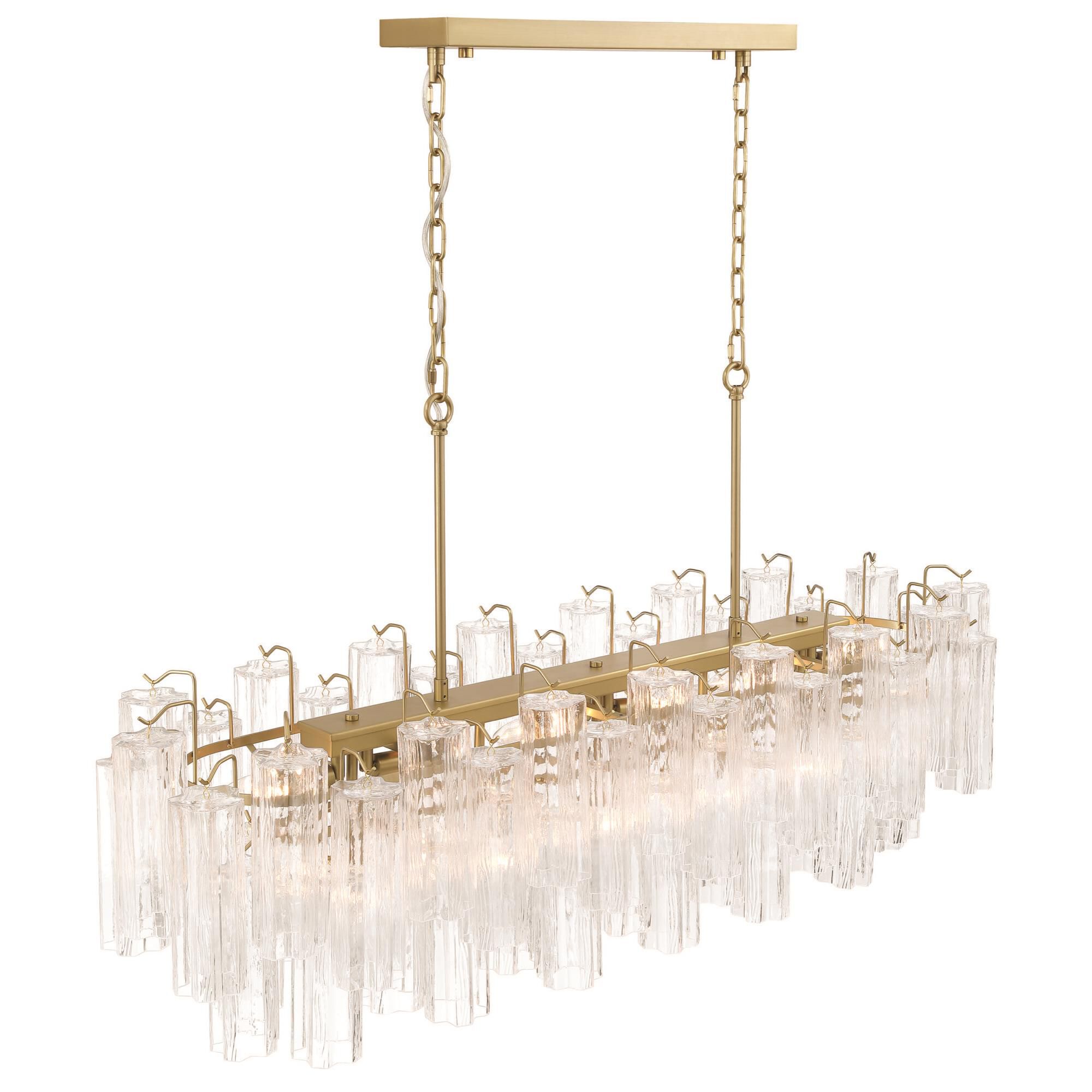 Shown in Brushed Brass finish and Clear Tronchi glass