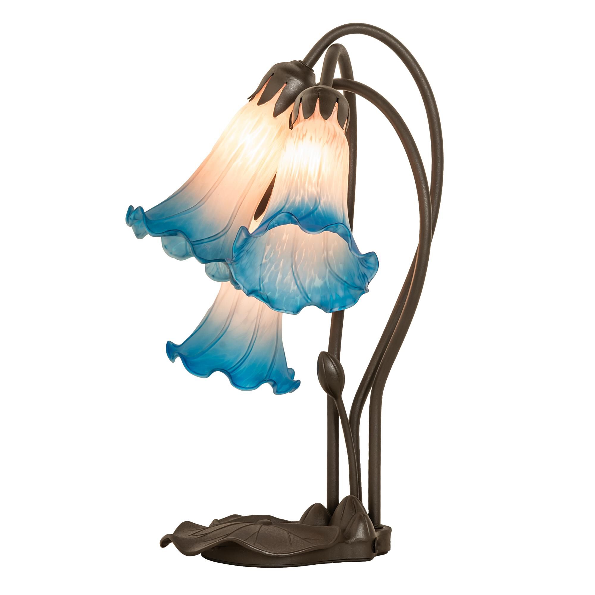 Shown in Mahogany Bronze finish and Pink;Amber /Acrylic;Blue glass