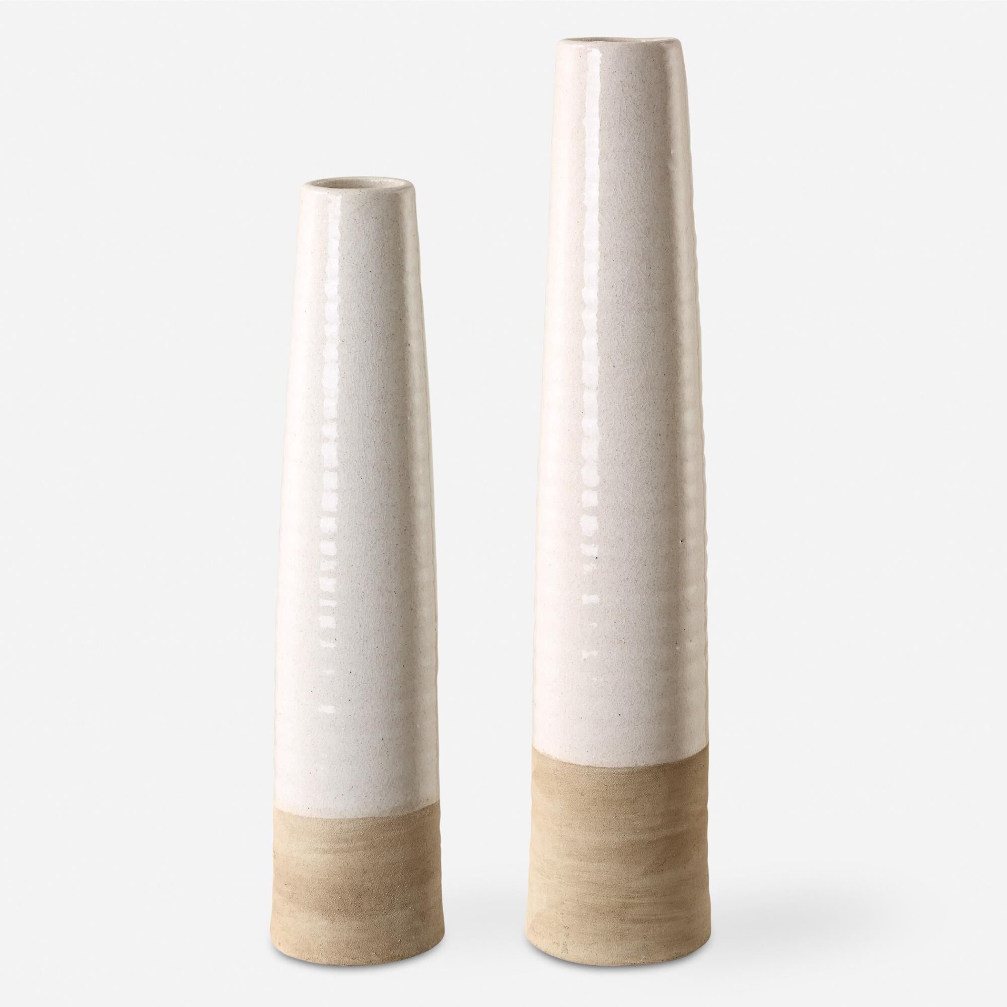 Shown in Perfectly Paired, These Crackled White Ceramic Vessels Are A Harmonious Duo. The Sandy Textured Base finish