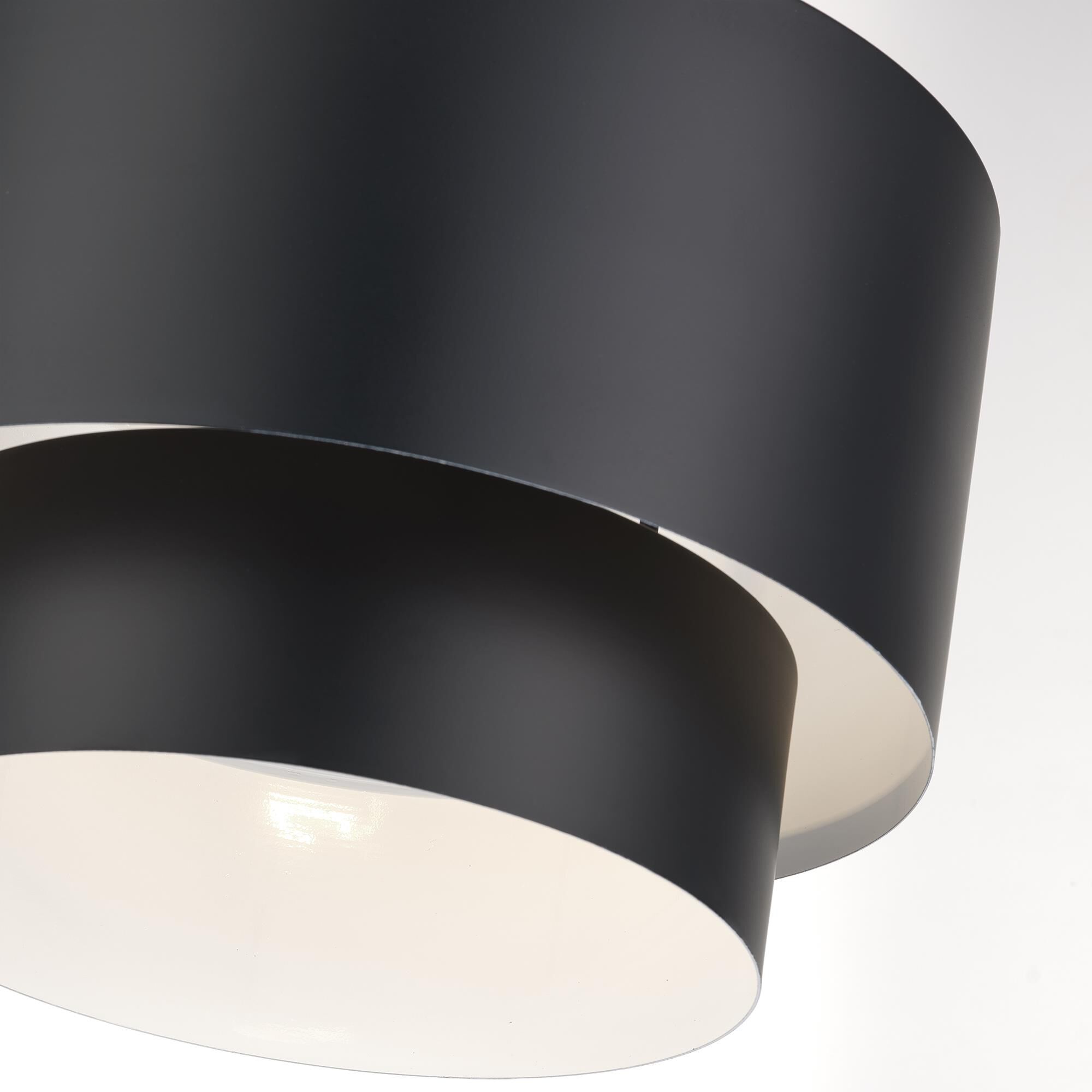 Shown in Black finish and Black Steel with Shiny White Inside shade
