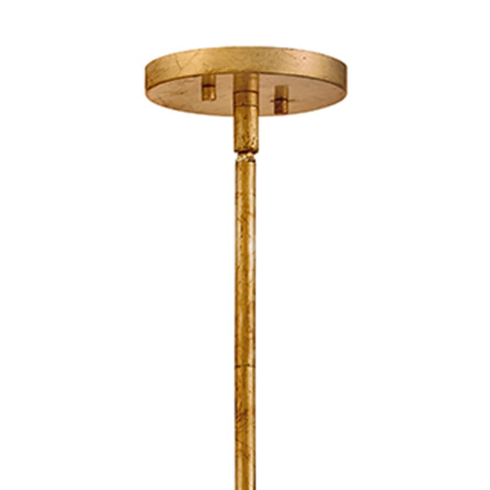 Shown in Distressed Brass finish and Clear Pressed glass