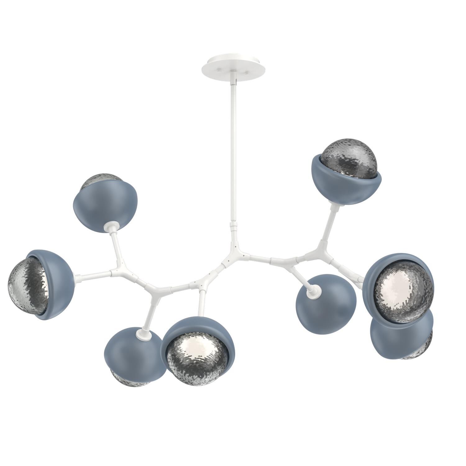 Shown in Salt White finish and Smoke glass and Poppy Blue accent