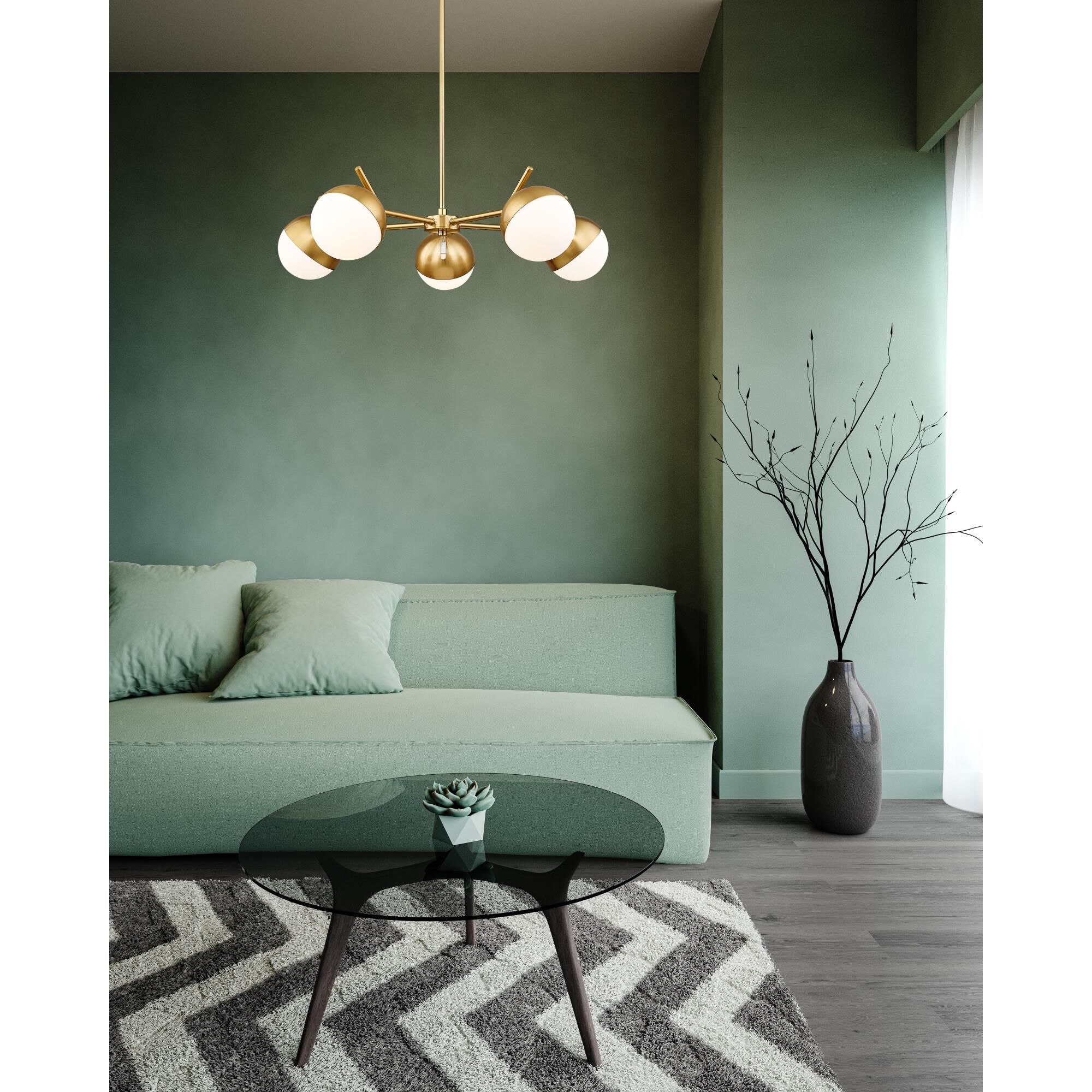 Shown in Modern Gold finish and Matte Opal glass and Matte Opal shade