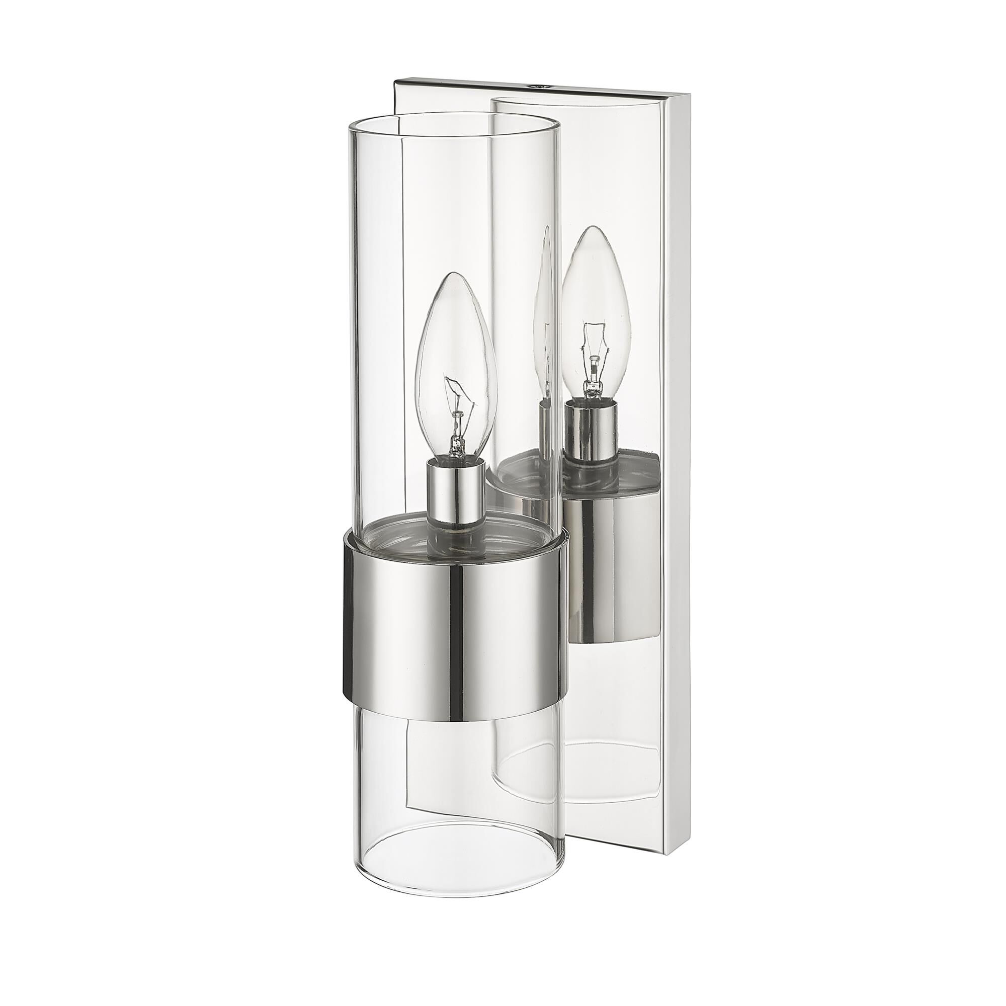 Shown in Polished Nickel finish and Clear glass