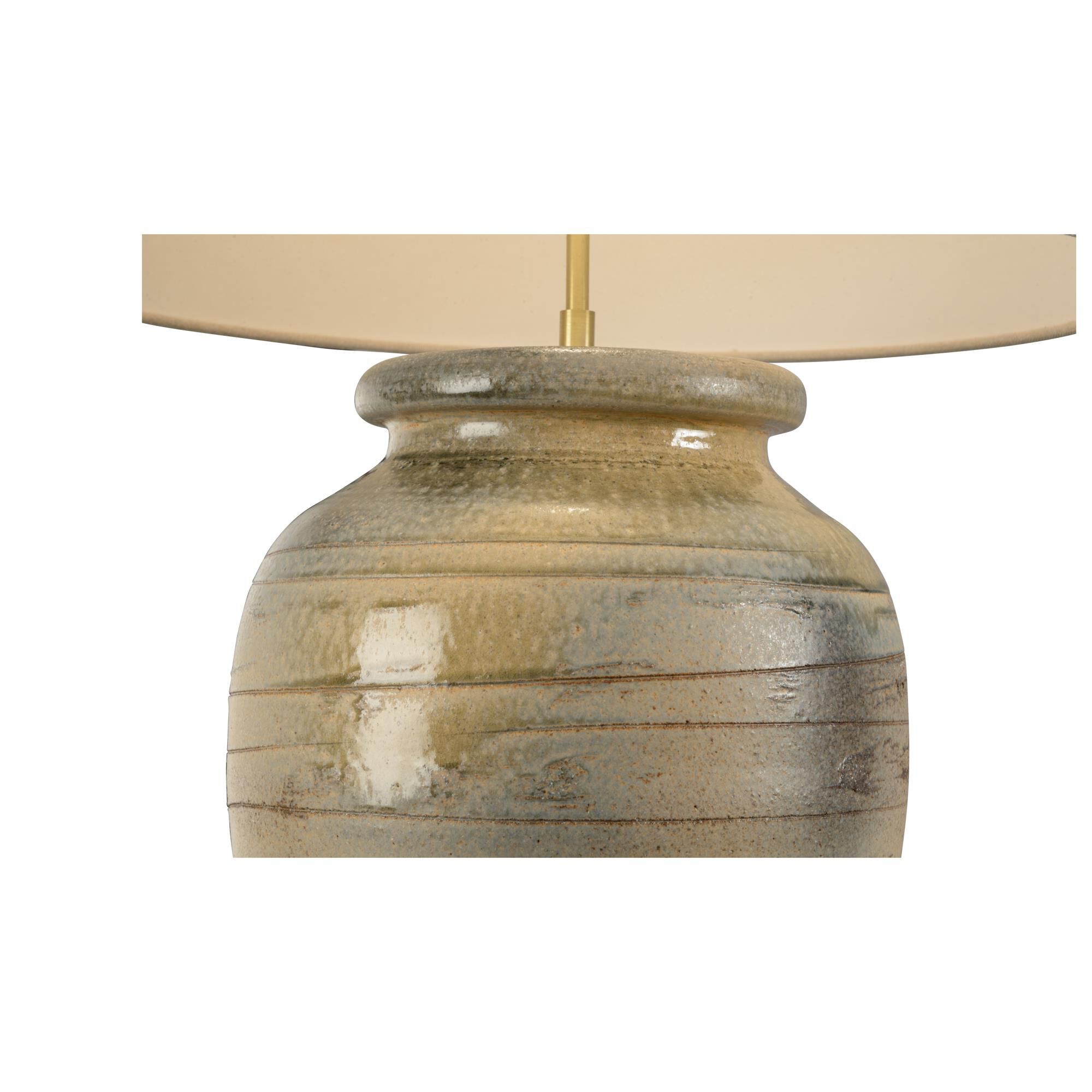 Shown in Blue finish and Linen shade