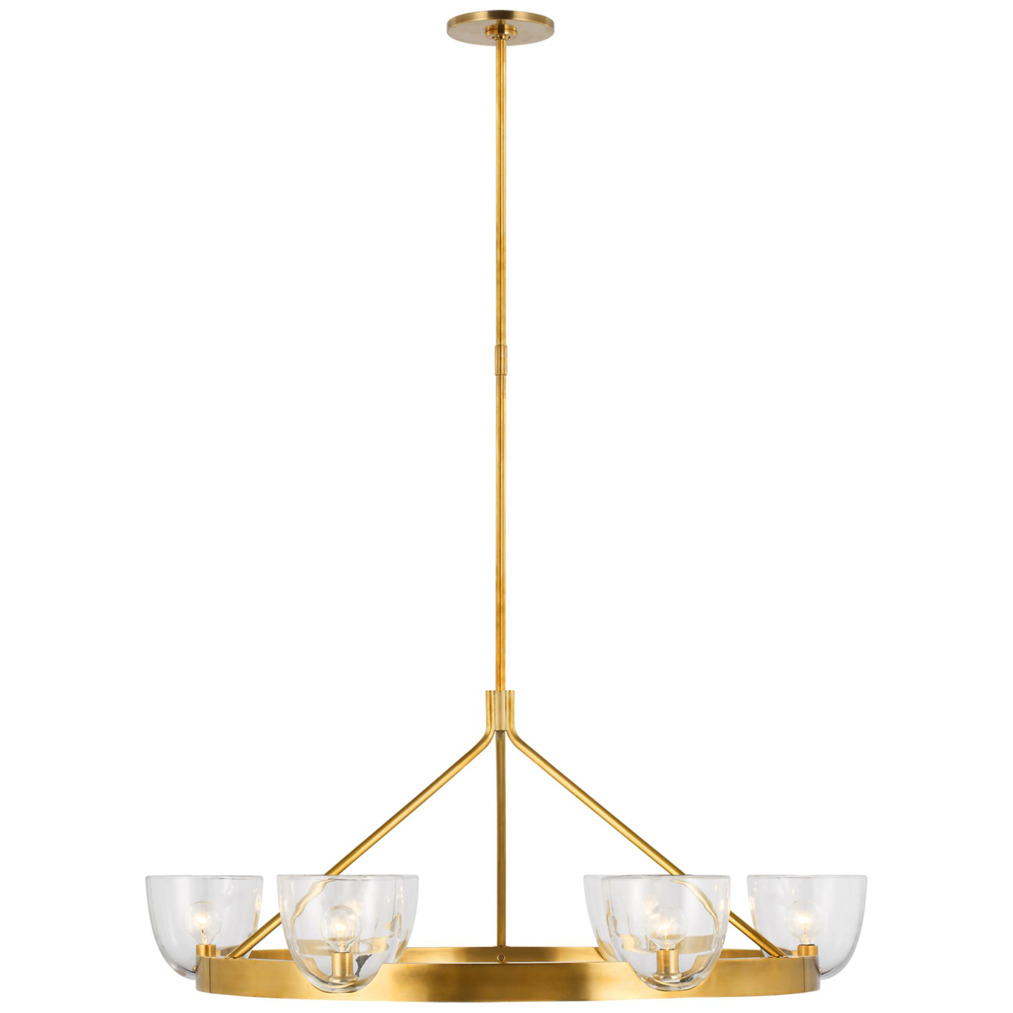 Shown in Hand-Rubbed Antique Brass finish and Clear glass