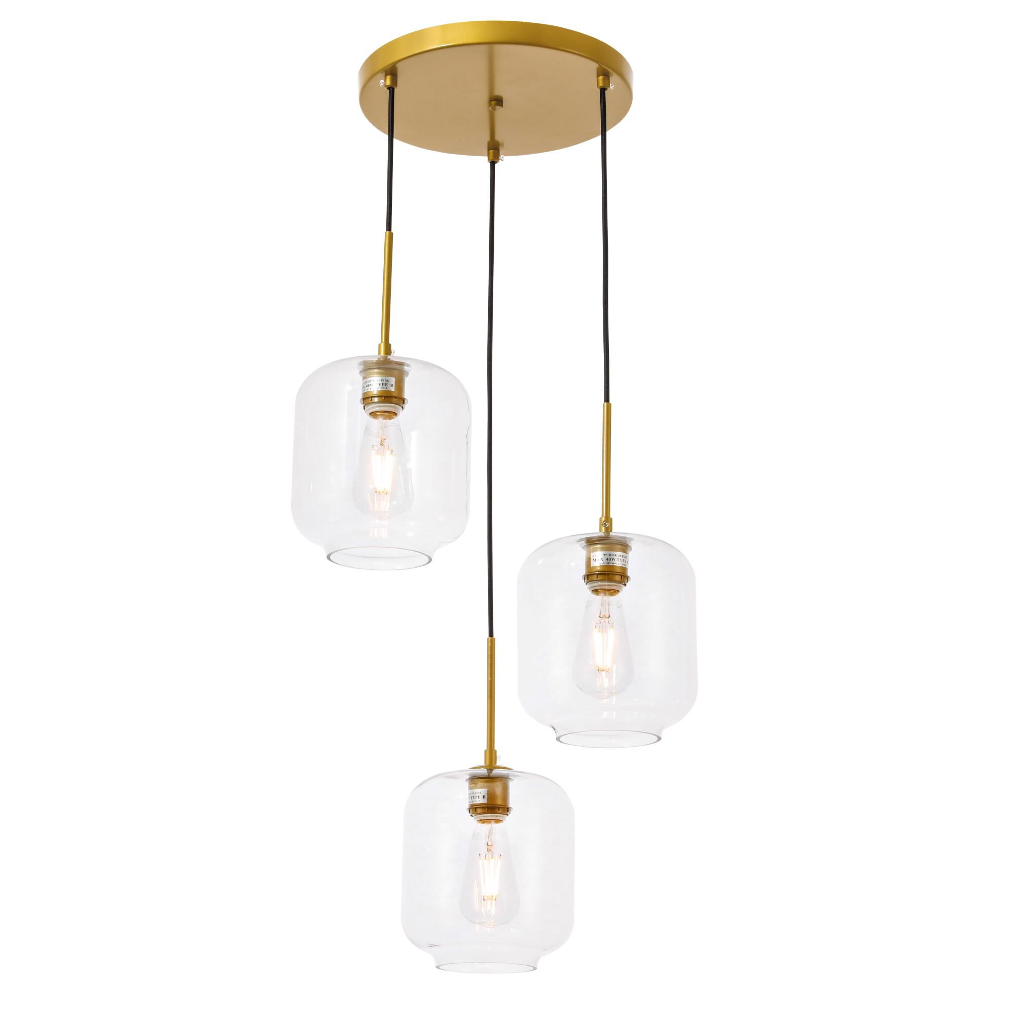 Collier 17 Inch 3 Light Multi Light Pendant by Elegant Lighting