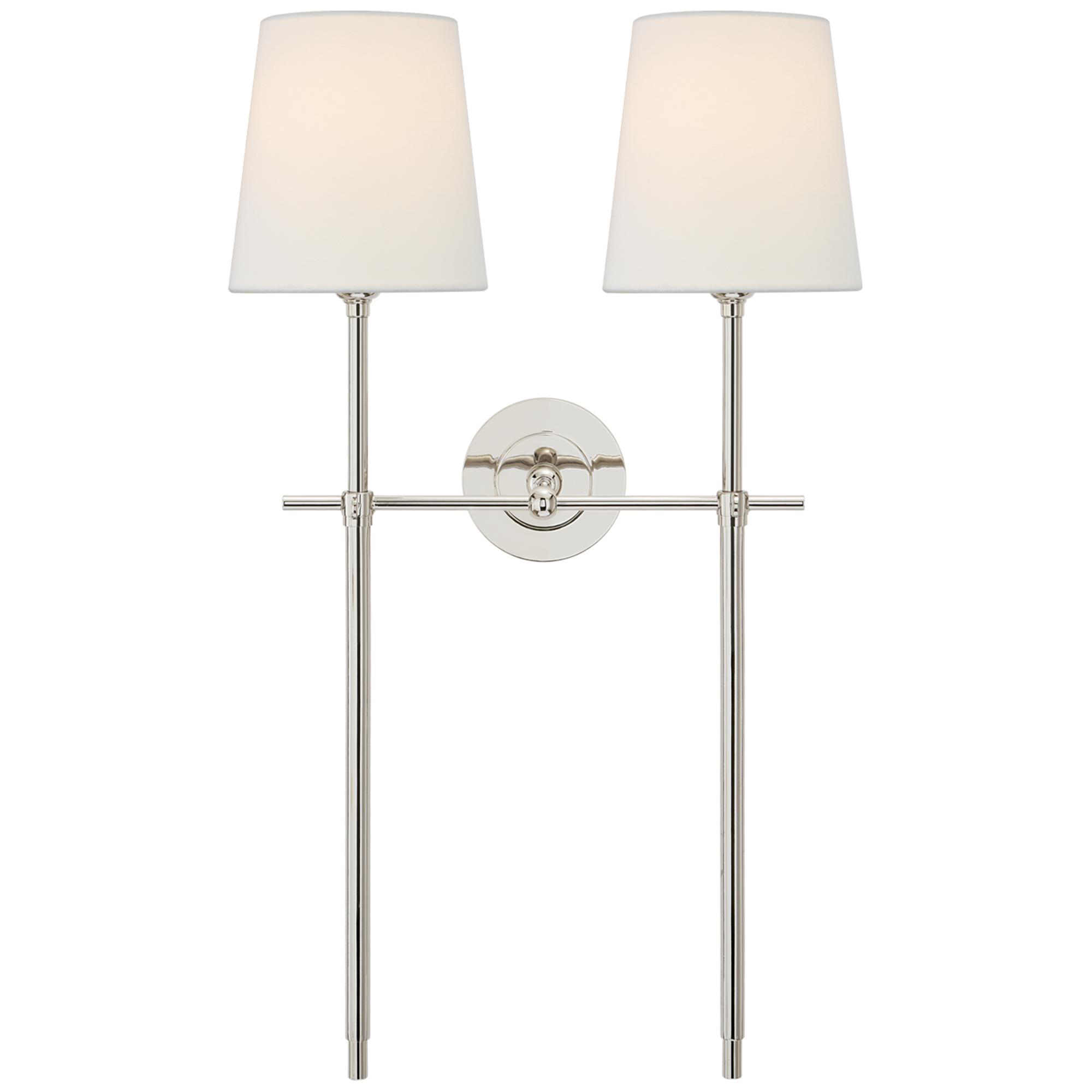 Shown in Polished Nickel finish and Linen shade