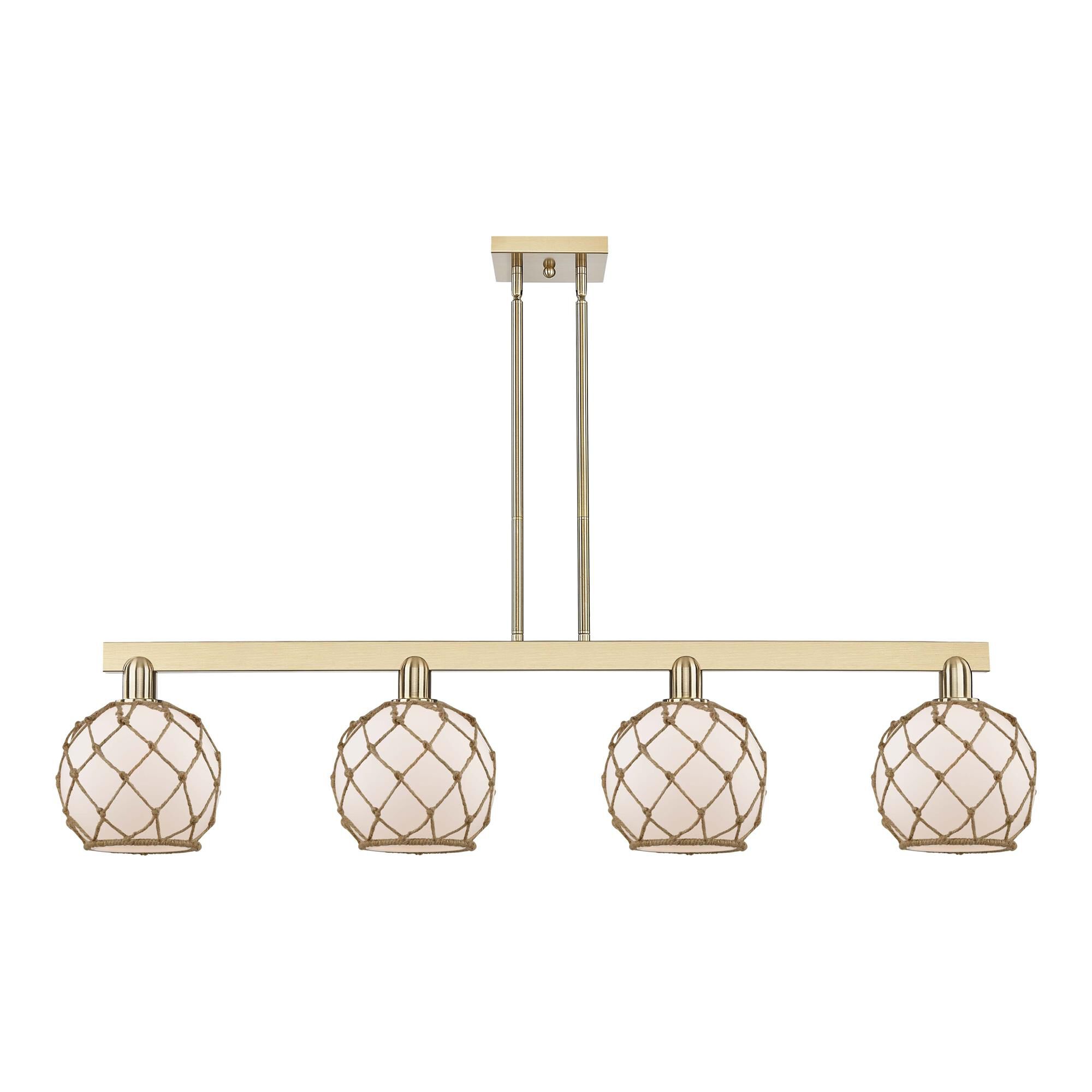 Shown in Champagne Bronze finish and White with Brown Rope glass