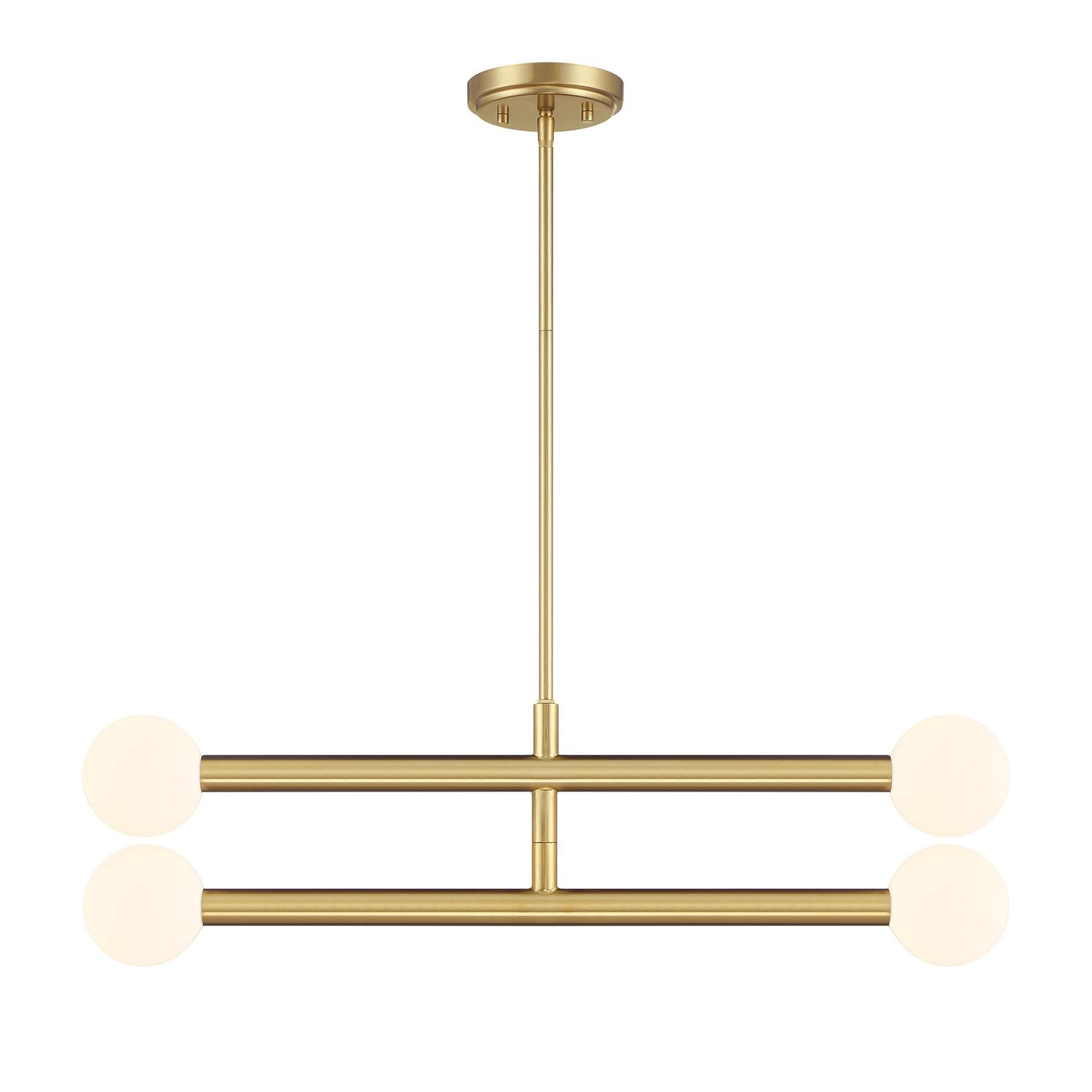 Shown in Natural Brass finish and White Opal glass