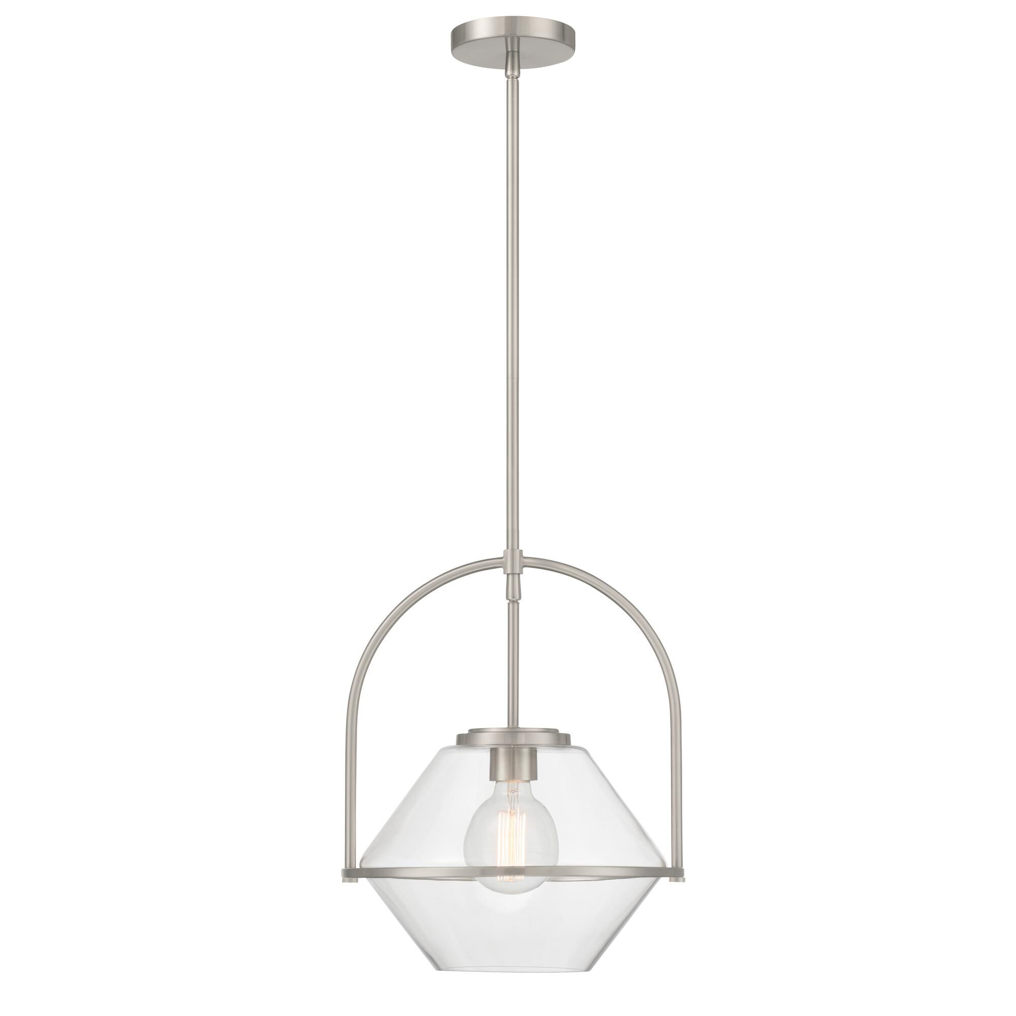 Shown in Brushed Nickel finish and Clear glass