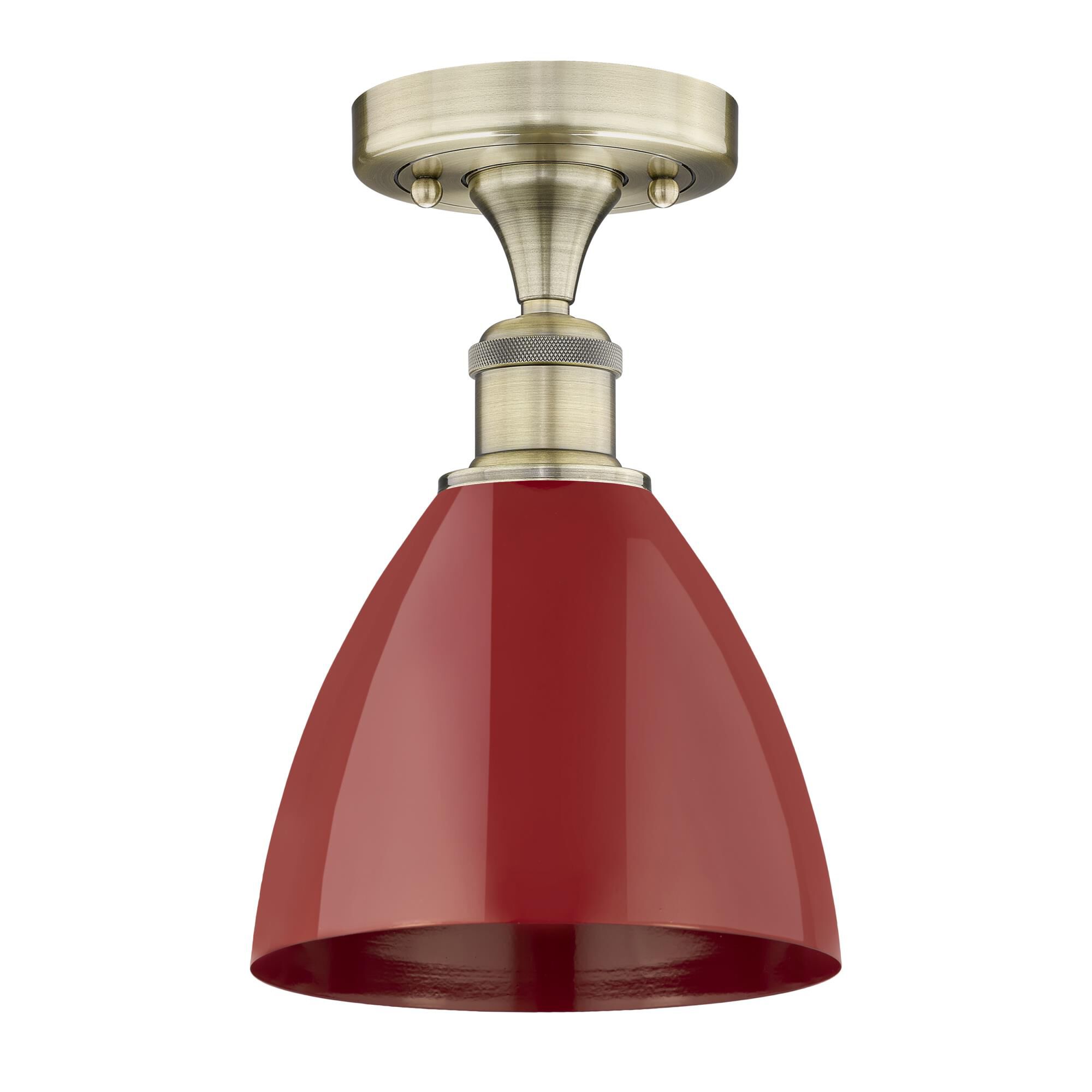 Shown in Antique Brass finish and Red shade