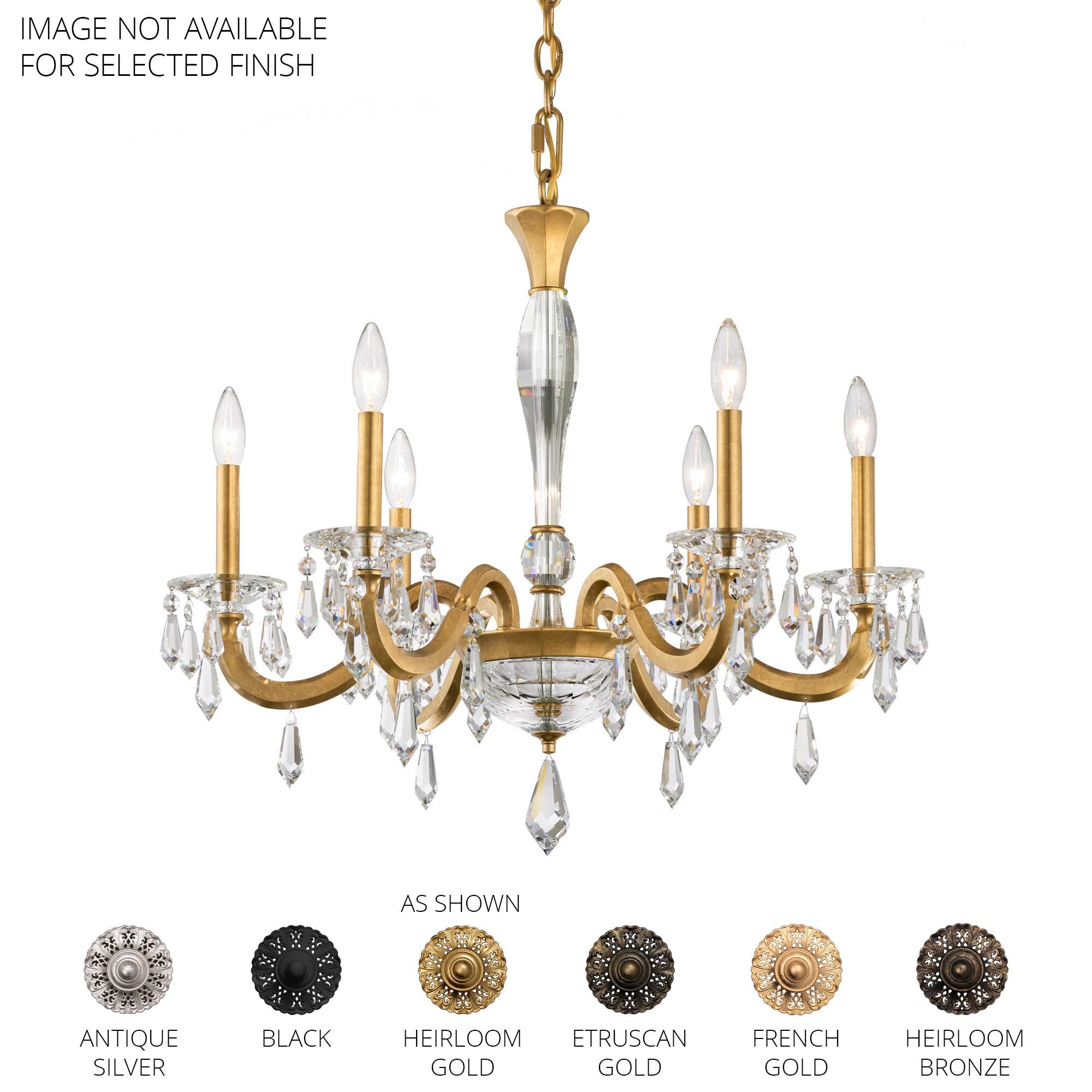 Shown in Etruscan Gold finish and Radiance crystal and Crystal glass