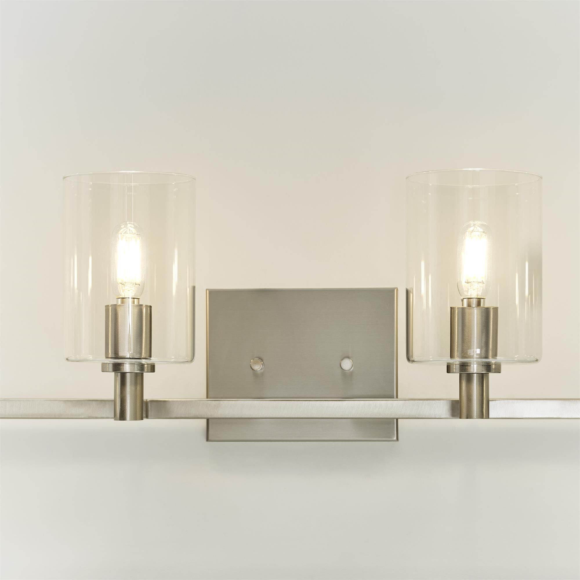 Shown in Brushed Nickel Silver finish and Clear glass