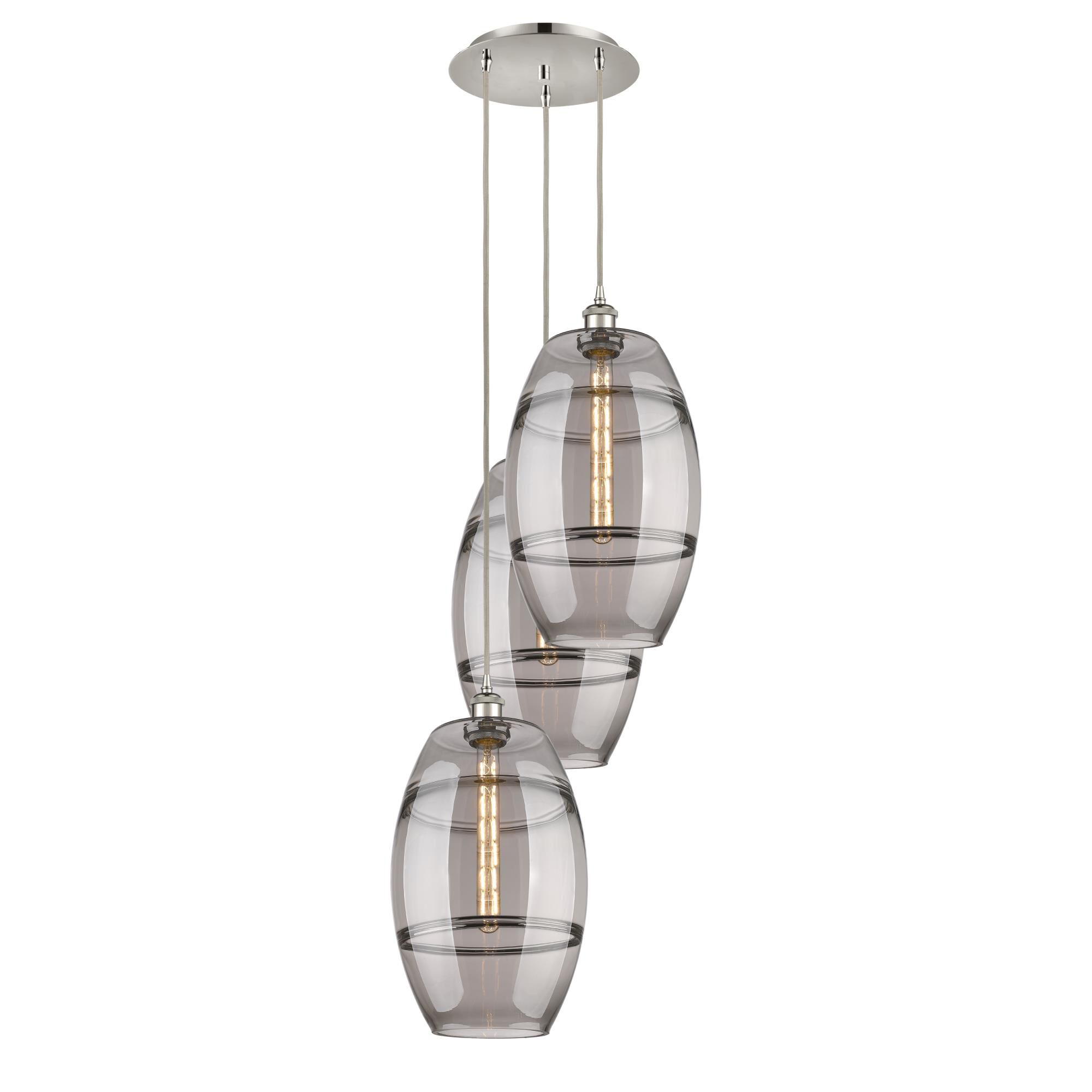 Shown in Polished Nickel finish and Light Smoke glass