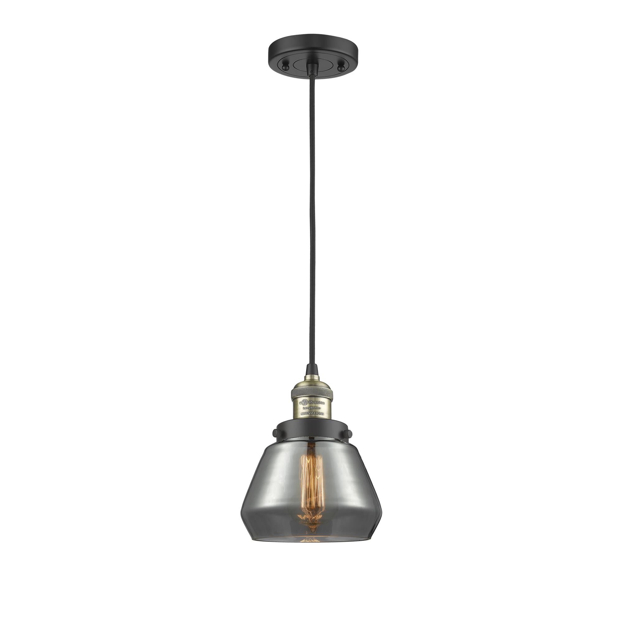 Shown in Black Antique Brass finish and Plated Smoked glass