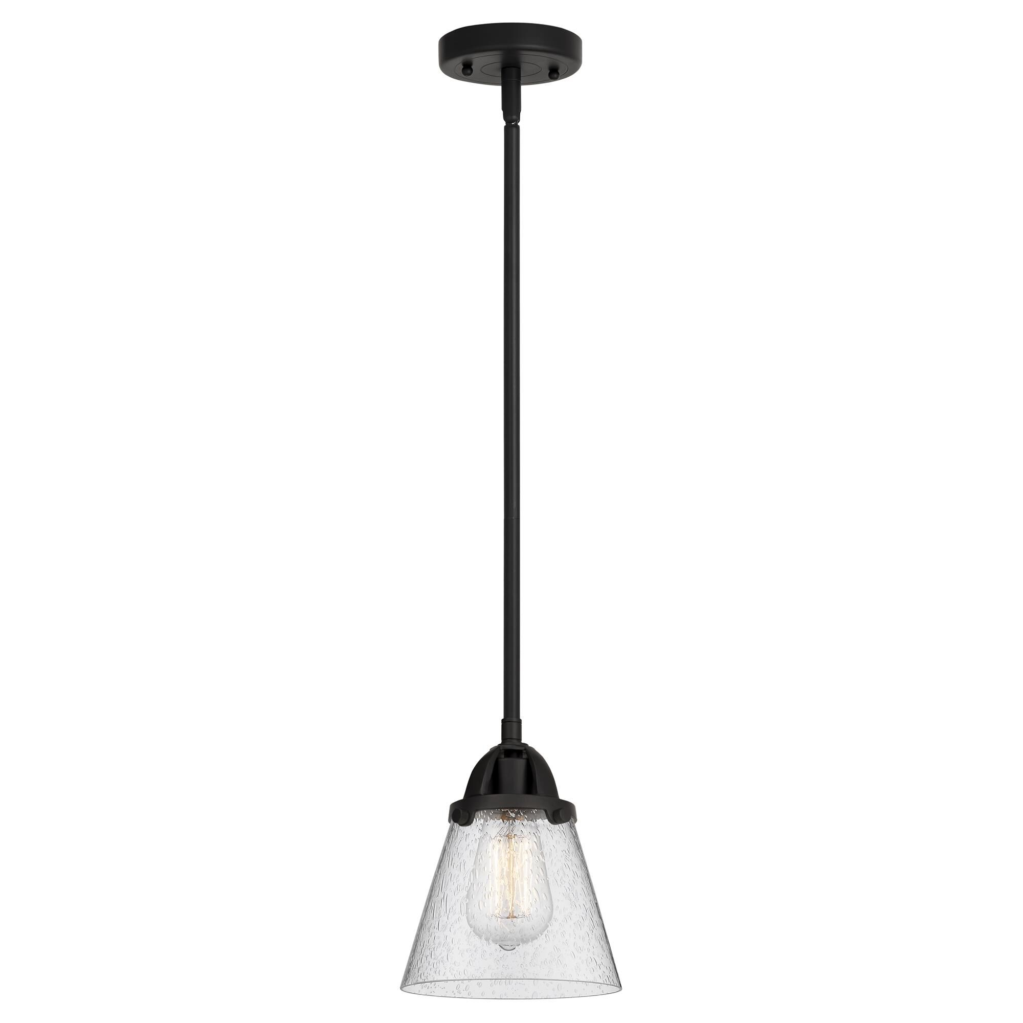 Shown in Matte Black finish and Seedy Small Cone glass and No Shade shade