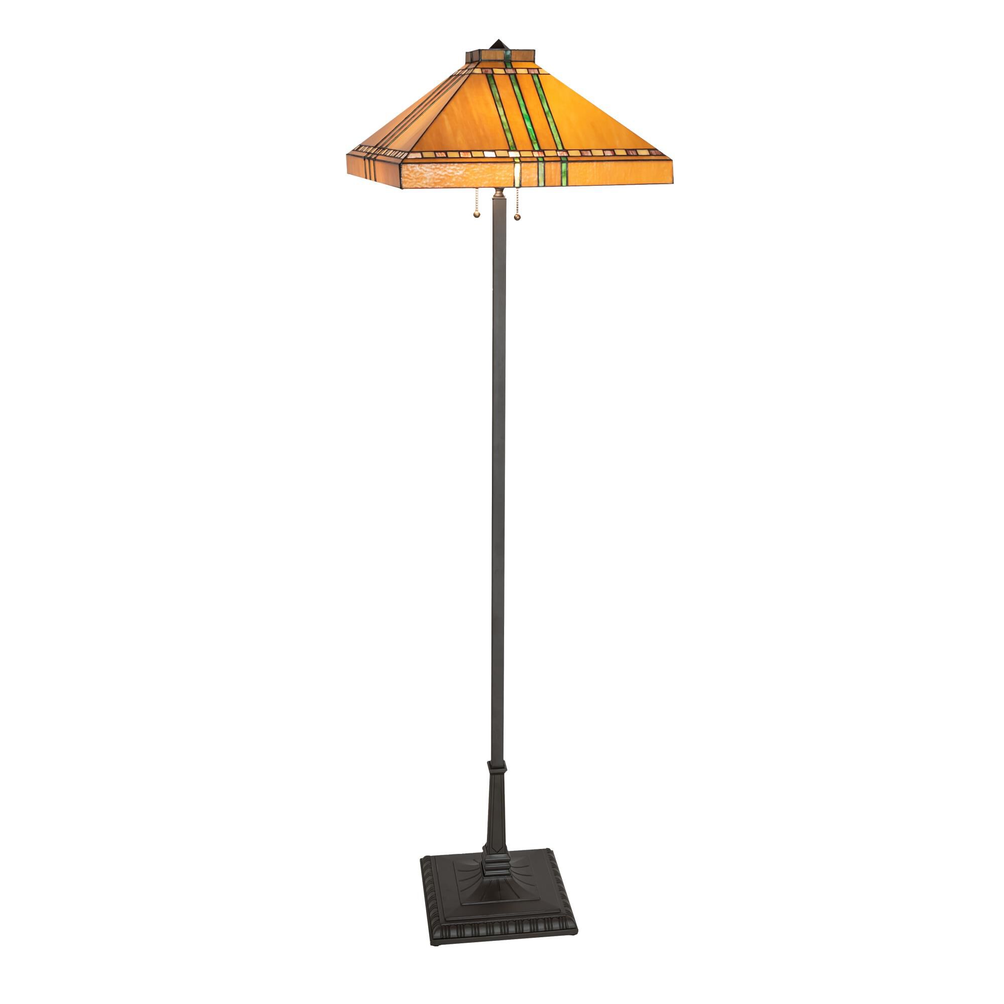 Shown in Mahogany Bronze finish and Chili Red-Bronzed Jade-Maize Gold glass