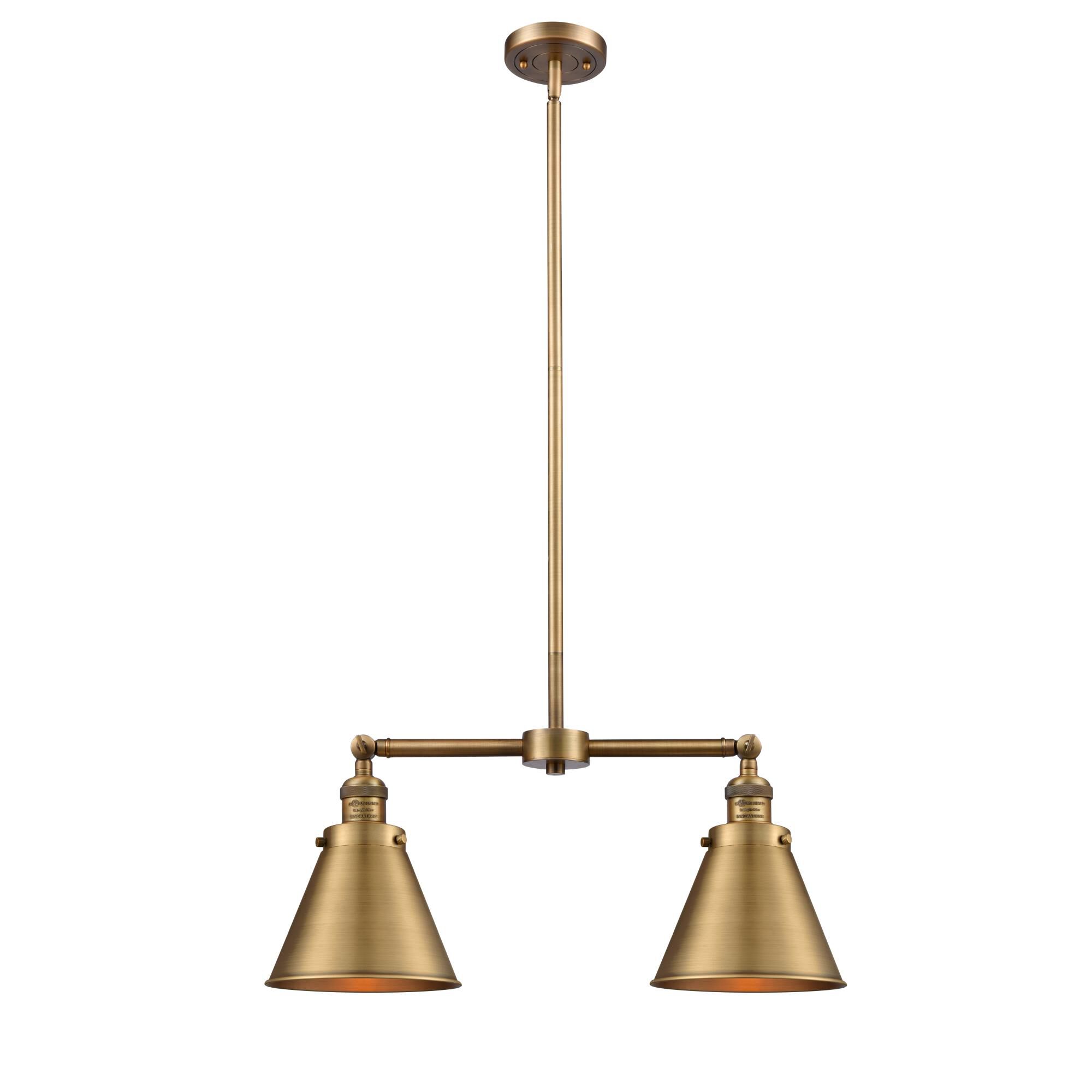 Shown in Brushed Brass finish and Metal - Brushed Brass - Cone shade