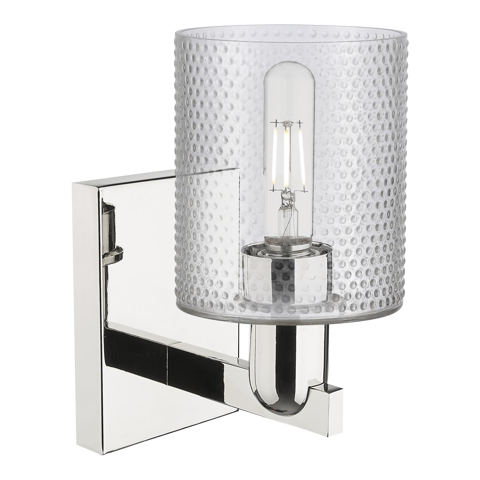 Shown in Polished Nickel finish and Clear glass