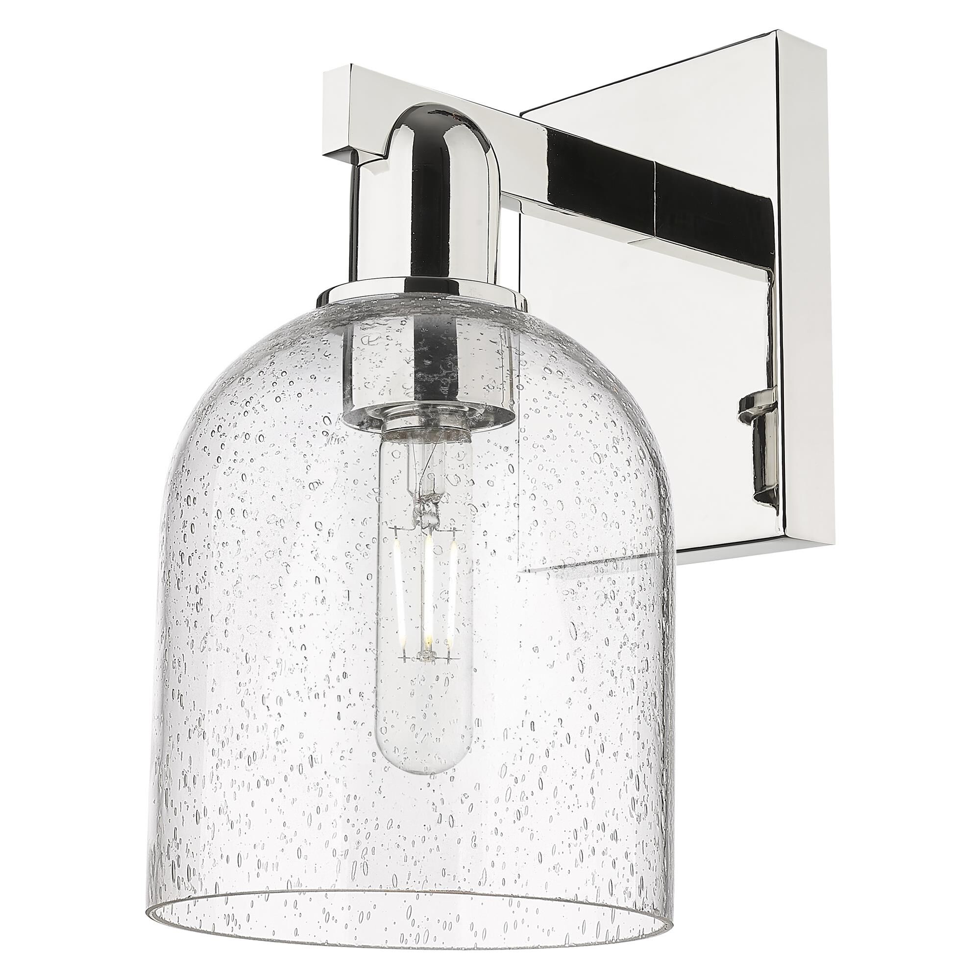 Shown in Polished Nickel finish and Seedy glass