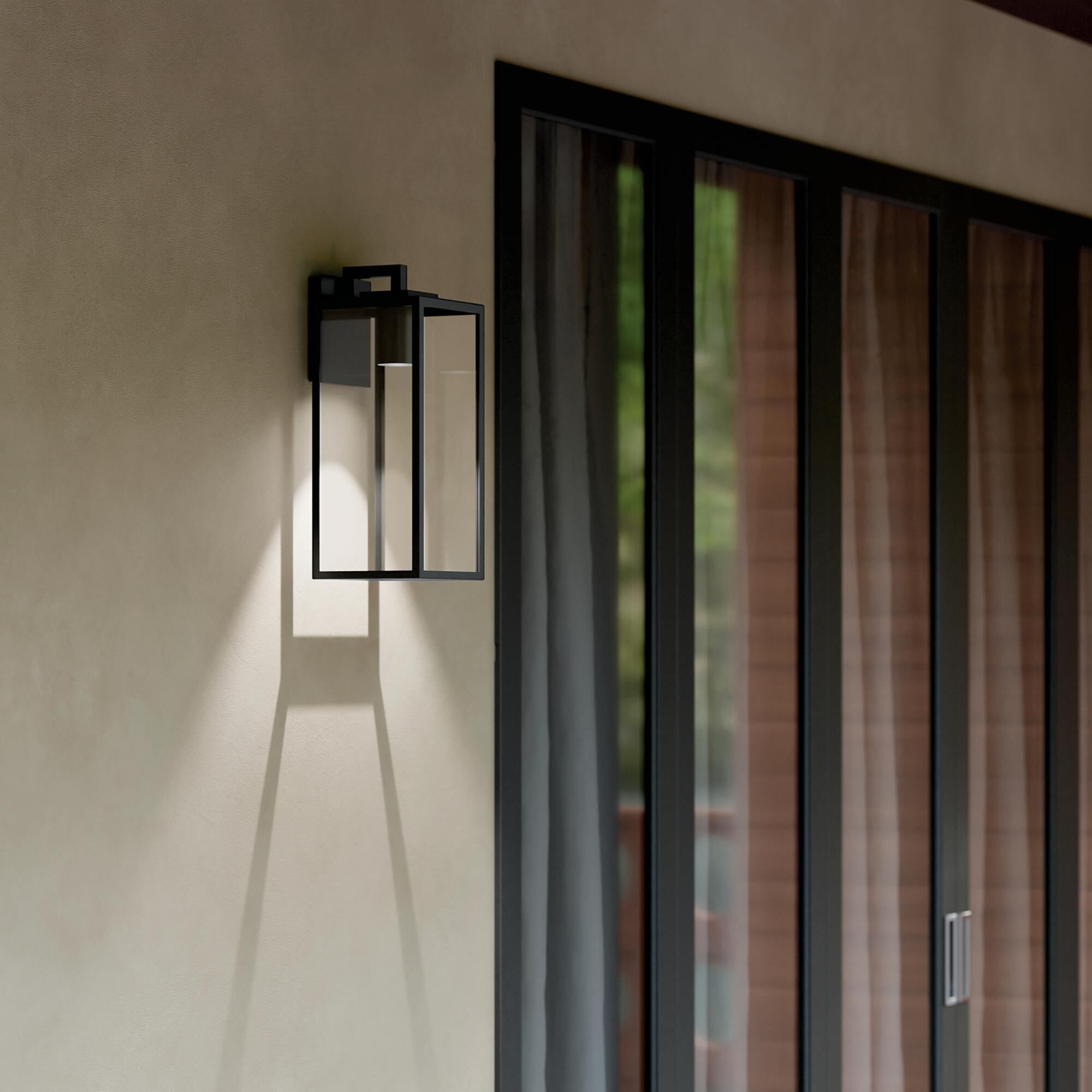 Shown in Textured Black finish and Clear glass and Metal shade