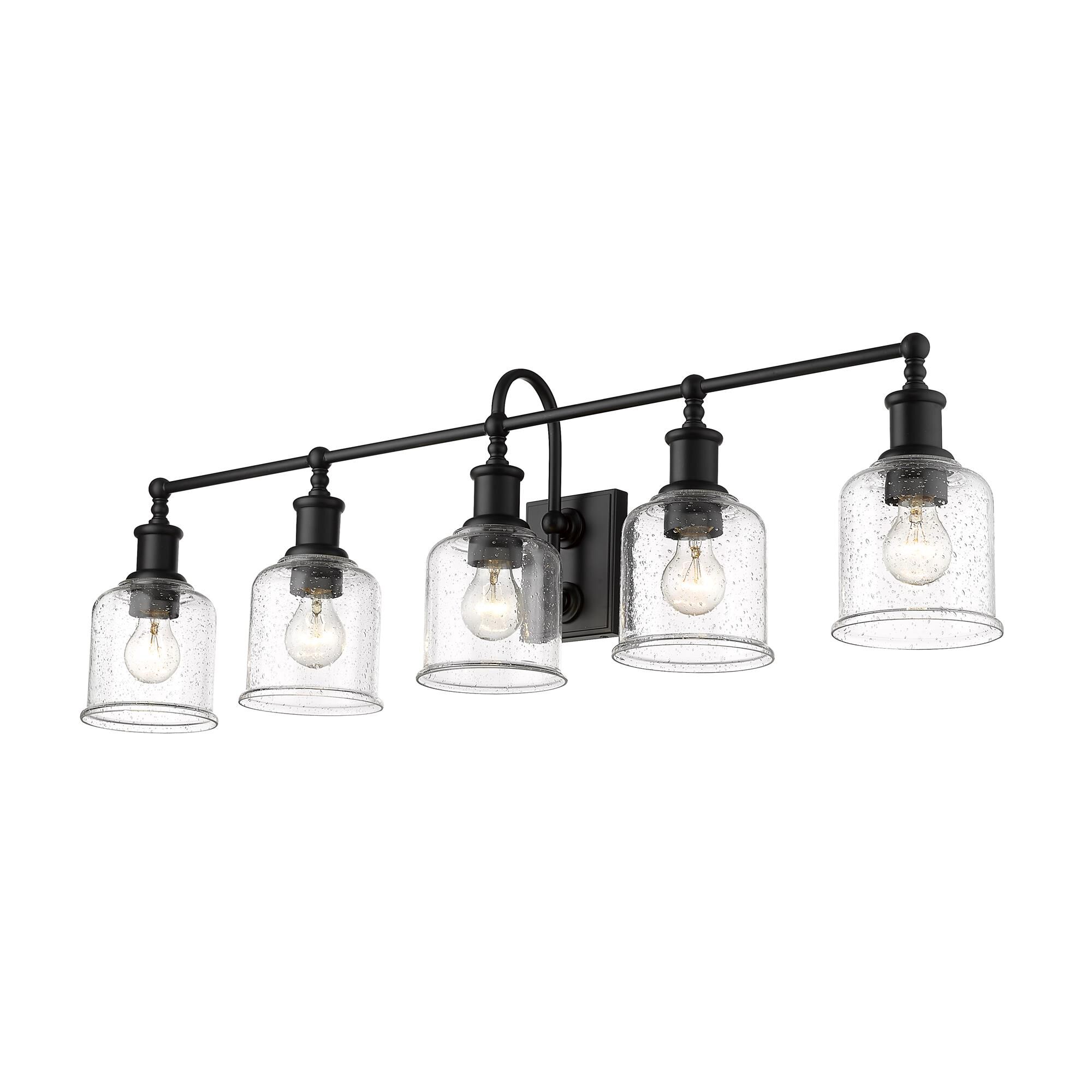 Shown in Matte Black finish and Glass shade