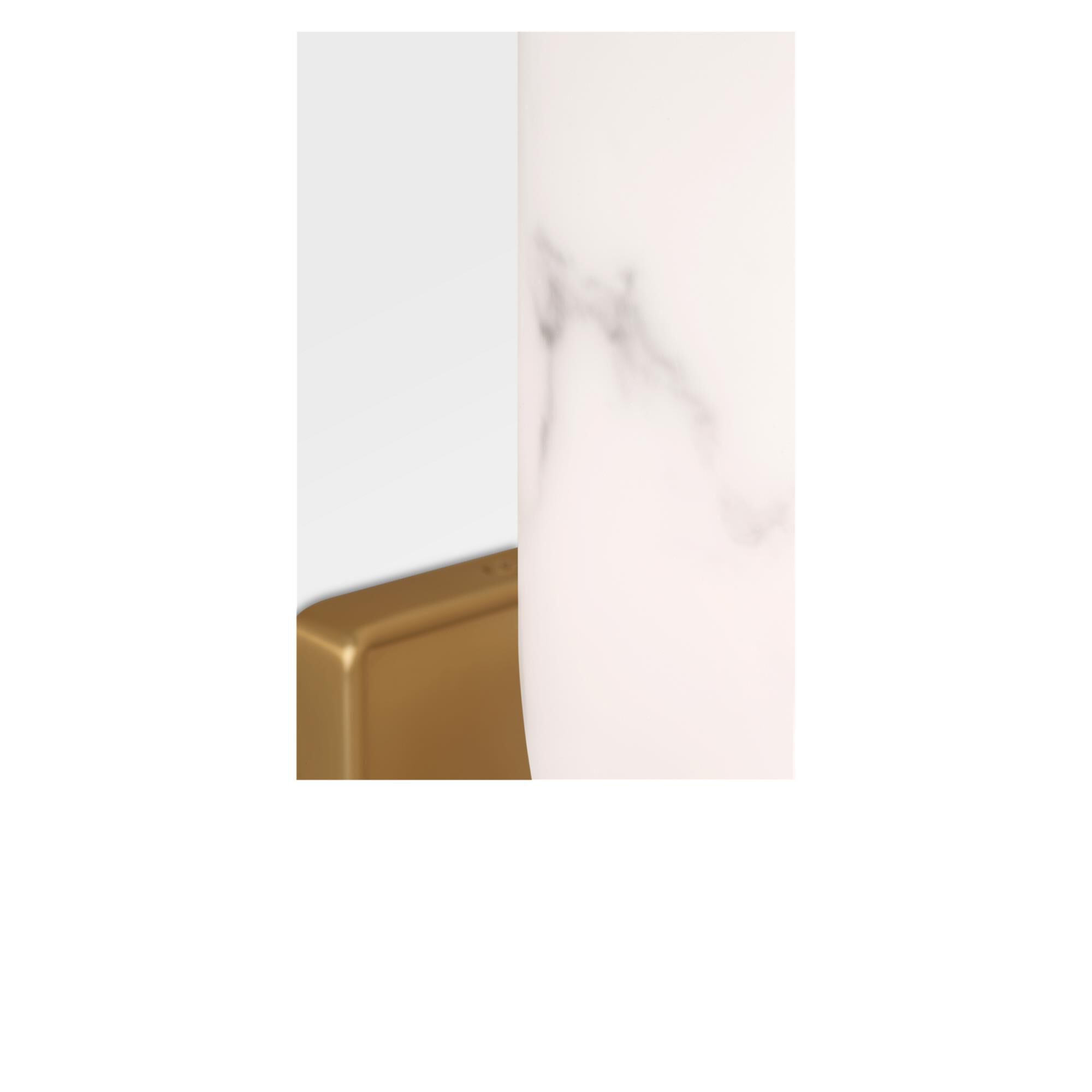 Shown in Burnished Brass finish and Faux Alabaster Resin shade