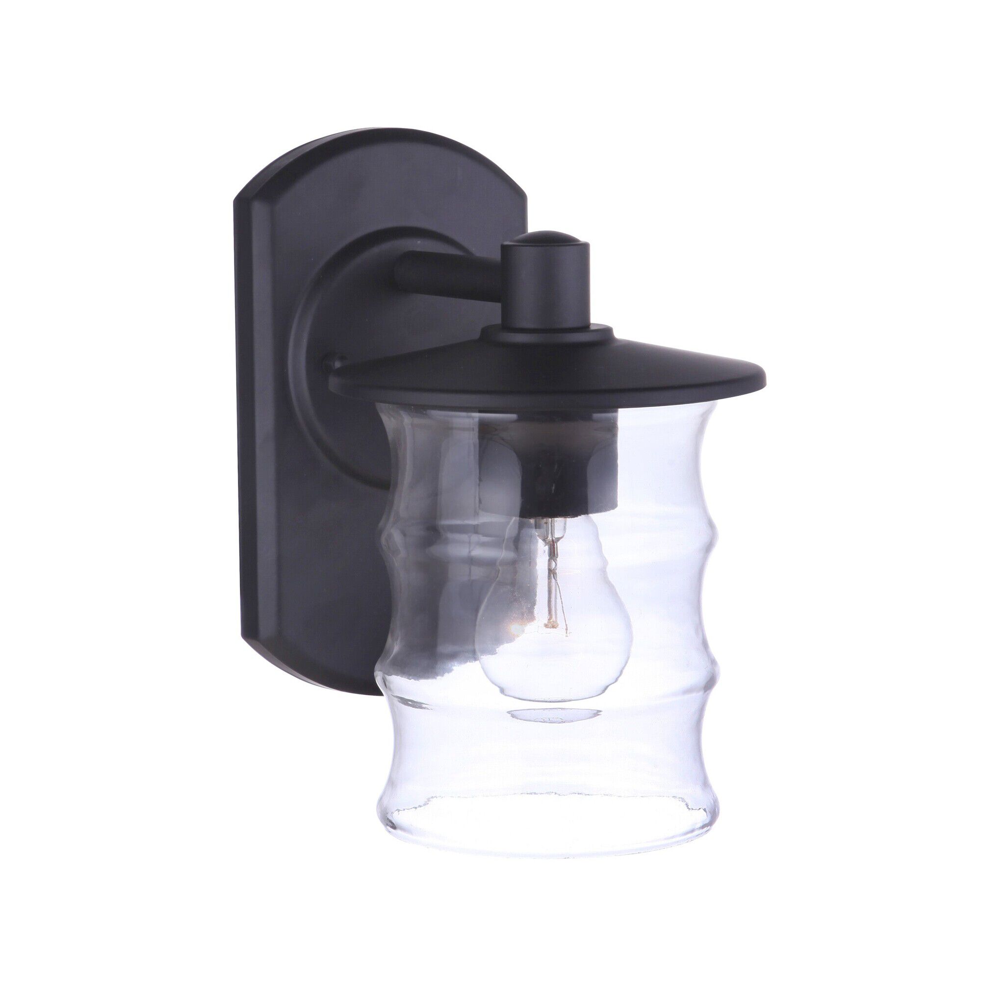 Shown in Midnight finish and Clear glass and Glass shade