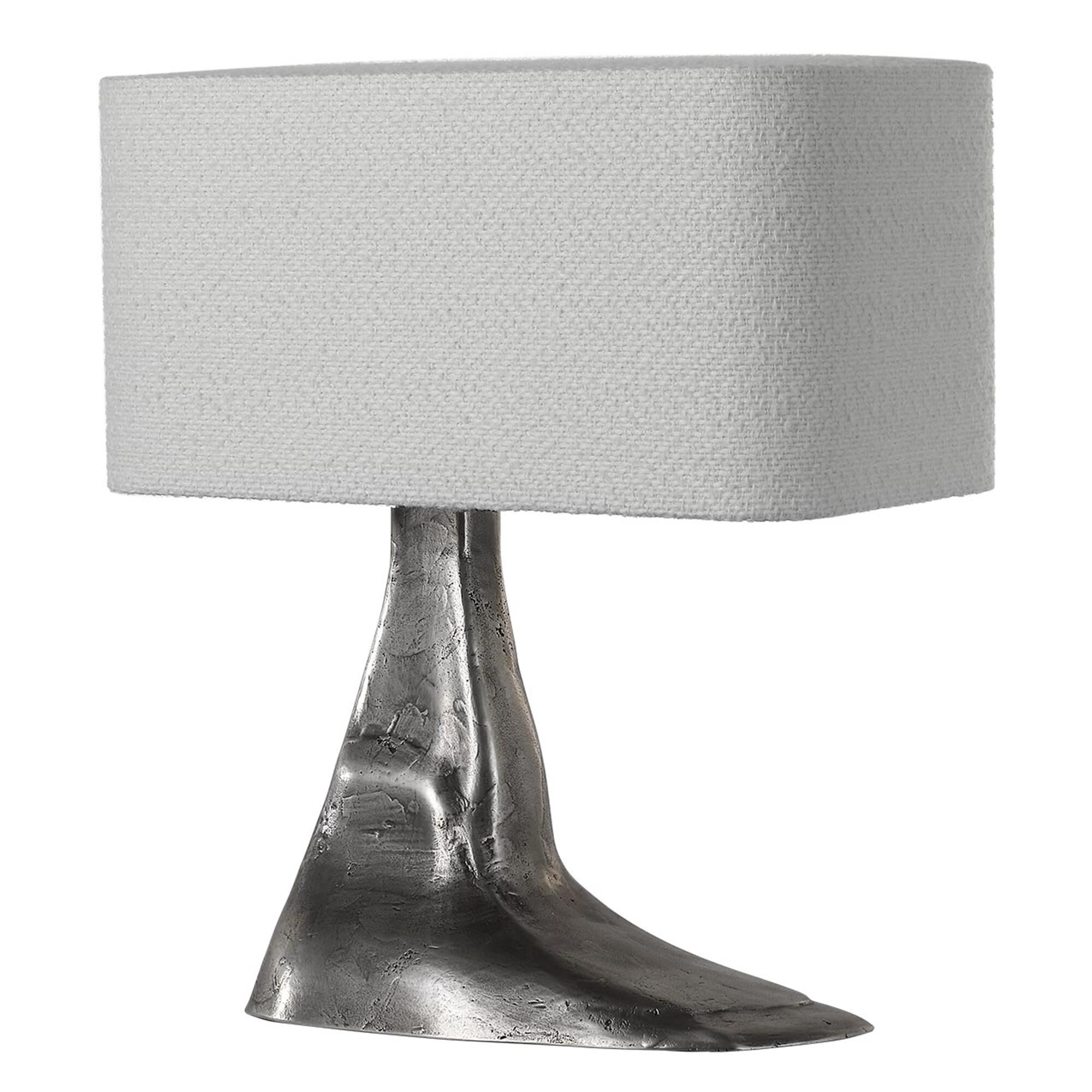 Shown in Museum Pewter finish and Boucle Rectangle shade
