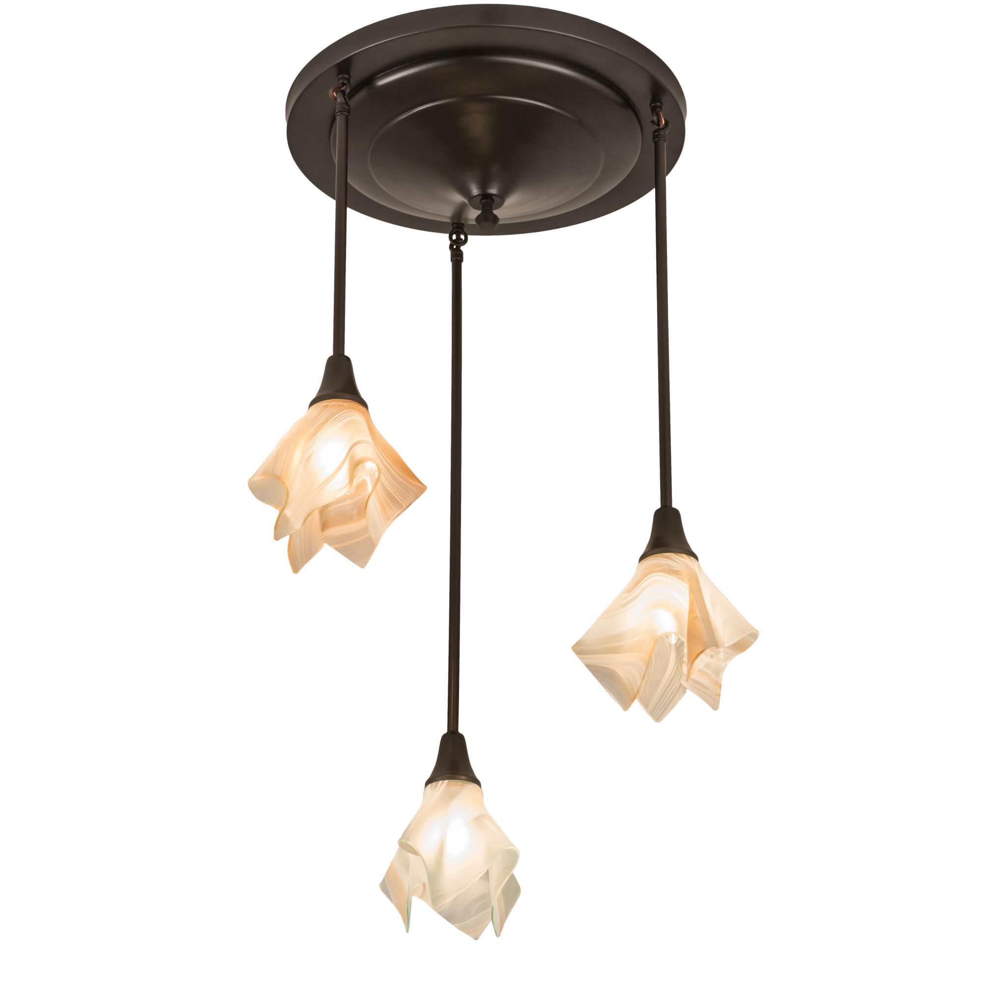 Blush Swirl Handkerchief 24 Inch 3 Light Flush Mount by Meyda Lighting