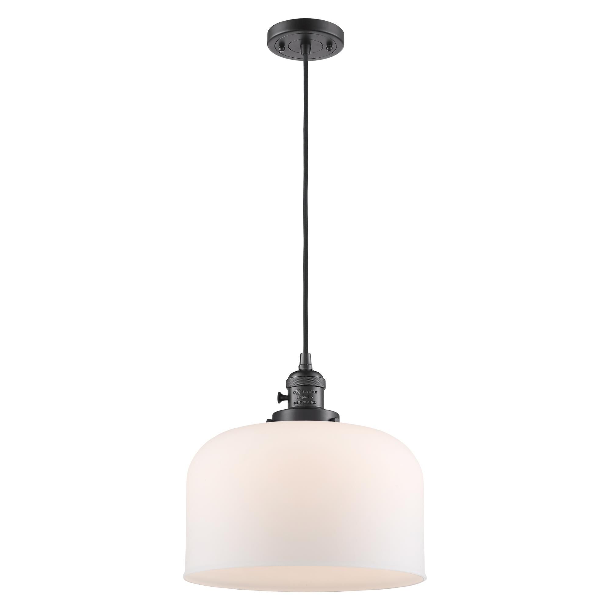 Shown in Oil Rubbed Bronze finish and Matte White Cased glass