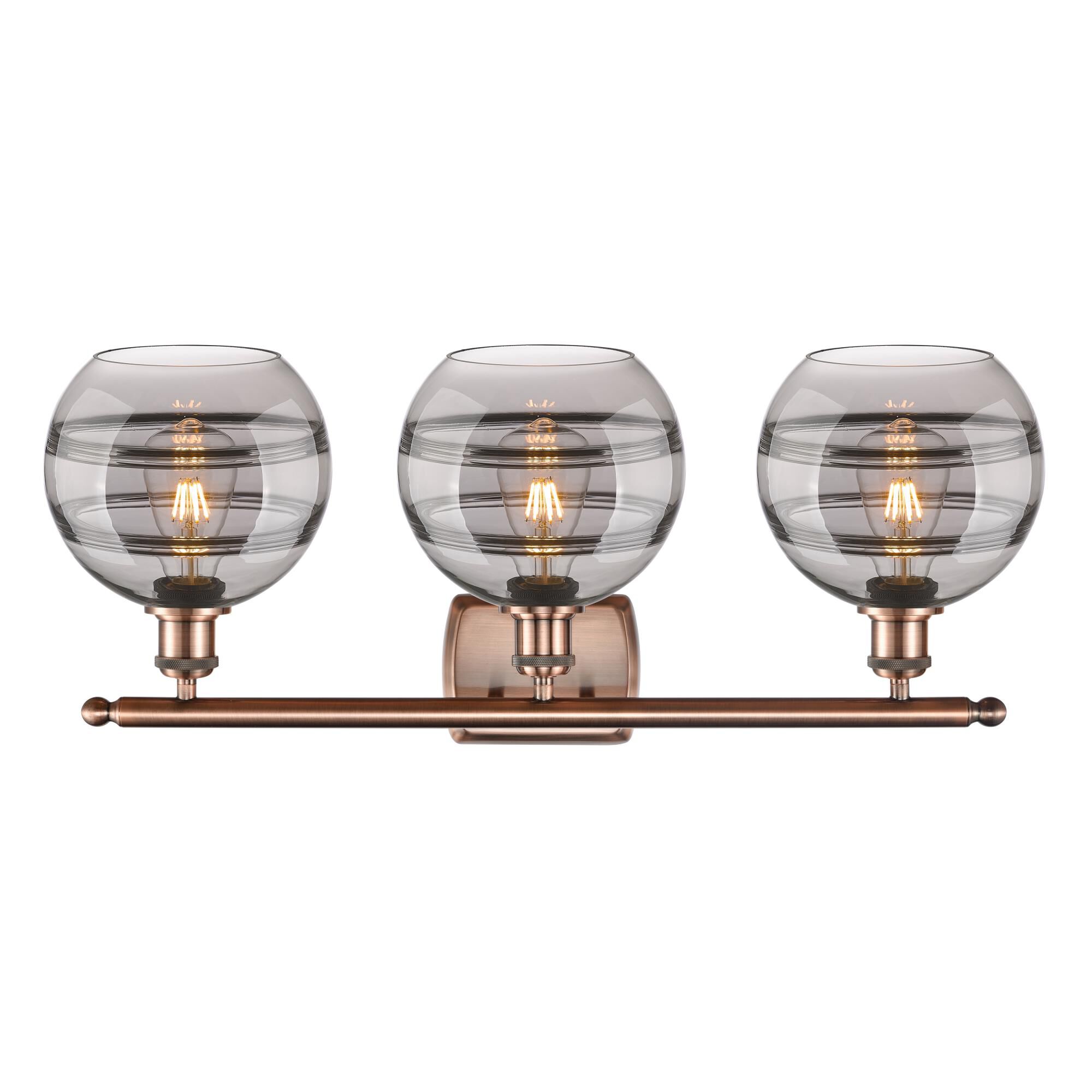 Shown in Antique Copper finish and Light Smoke glass