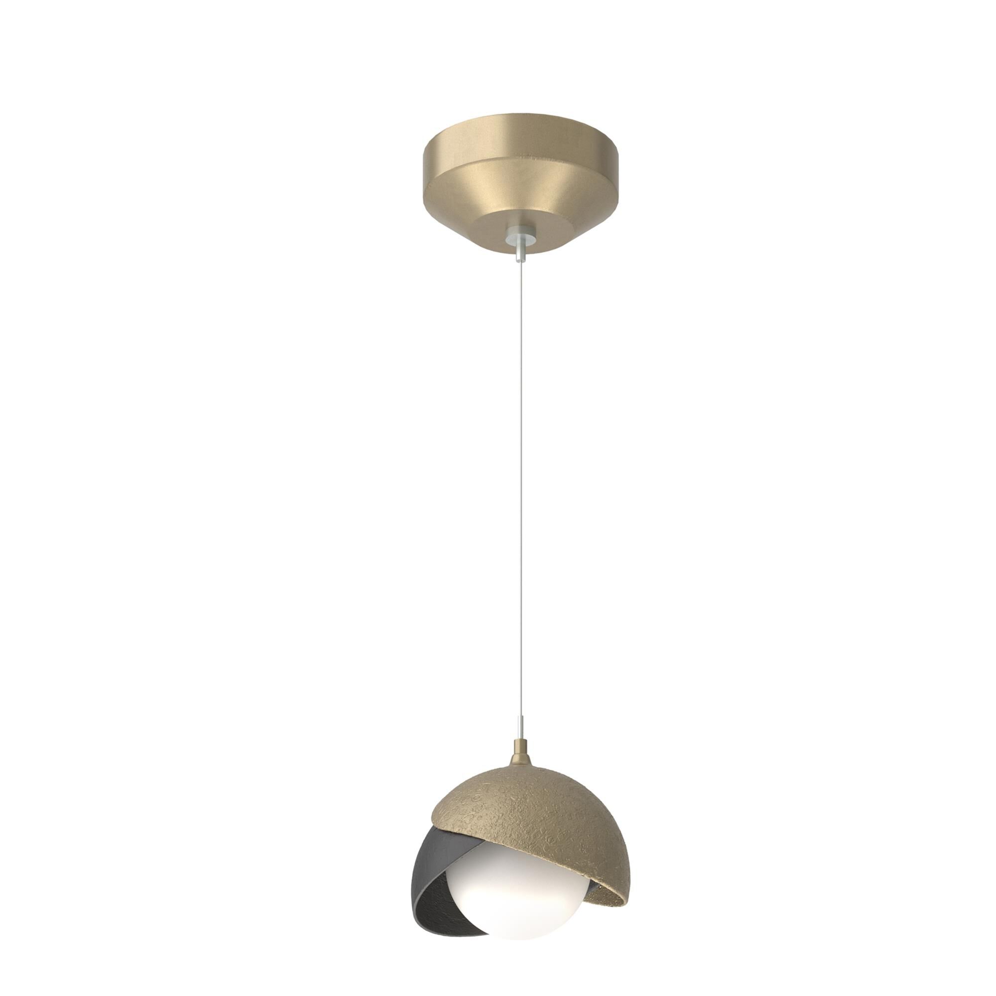 Shown in Soft Gold finish and Opal glass and Black  accent
