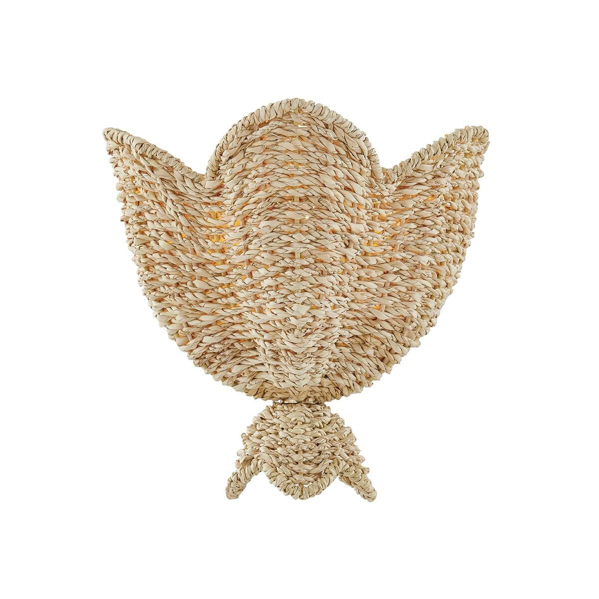 Shown in Aged Brass finish and Light Natural Wicker shade