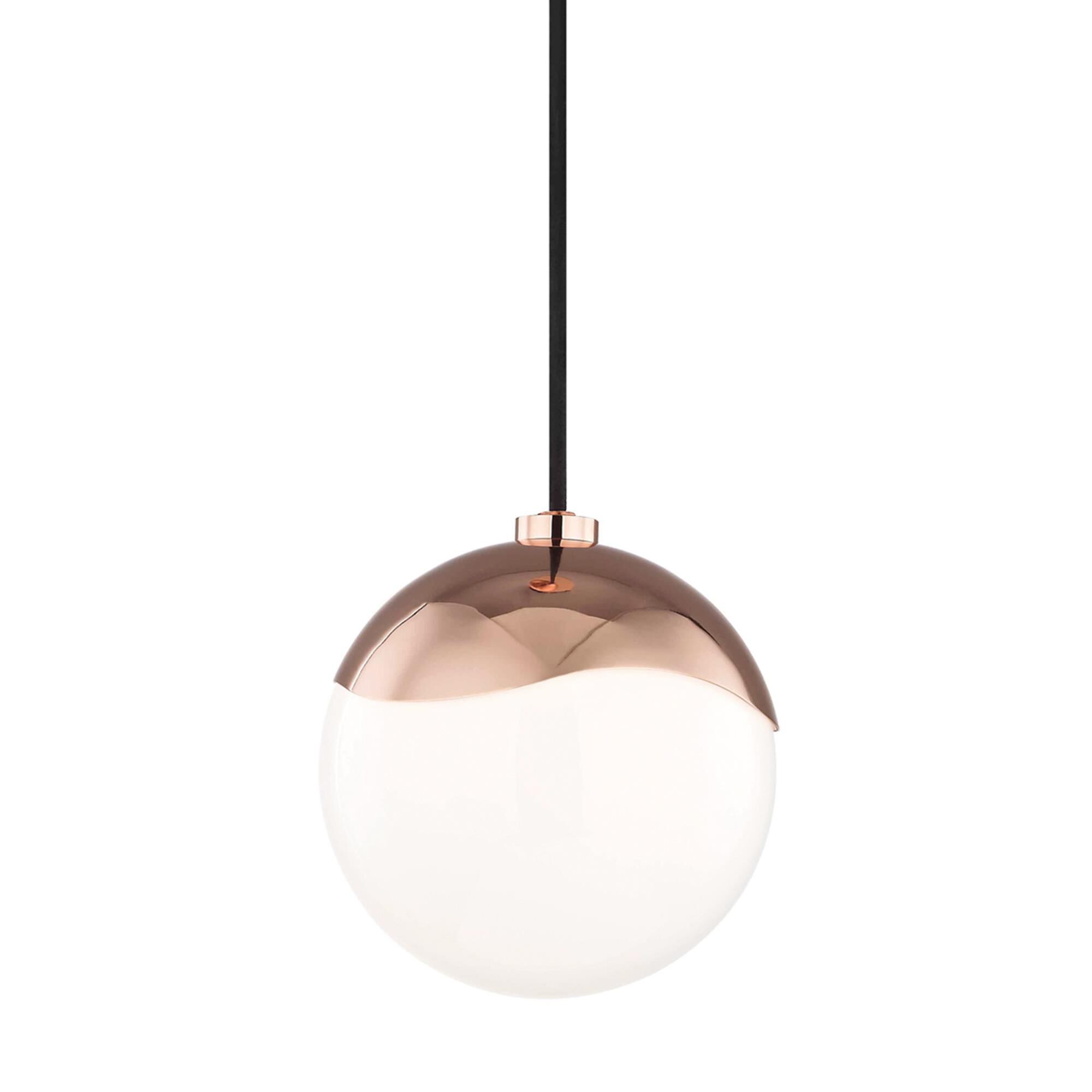 Shown in Polished Copper finish and Opal Glossy glass 