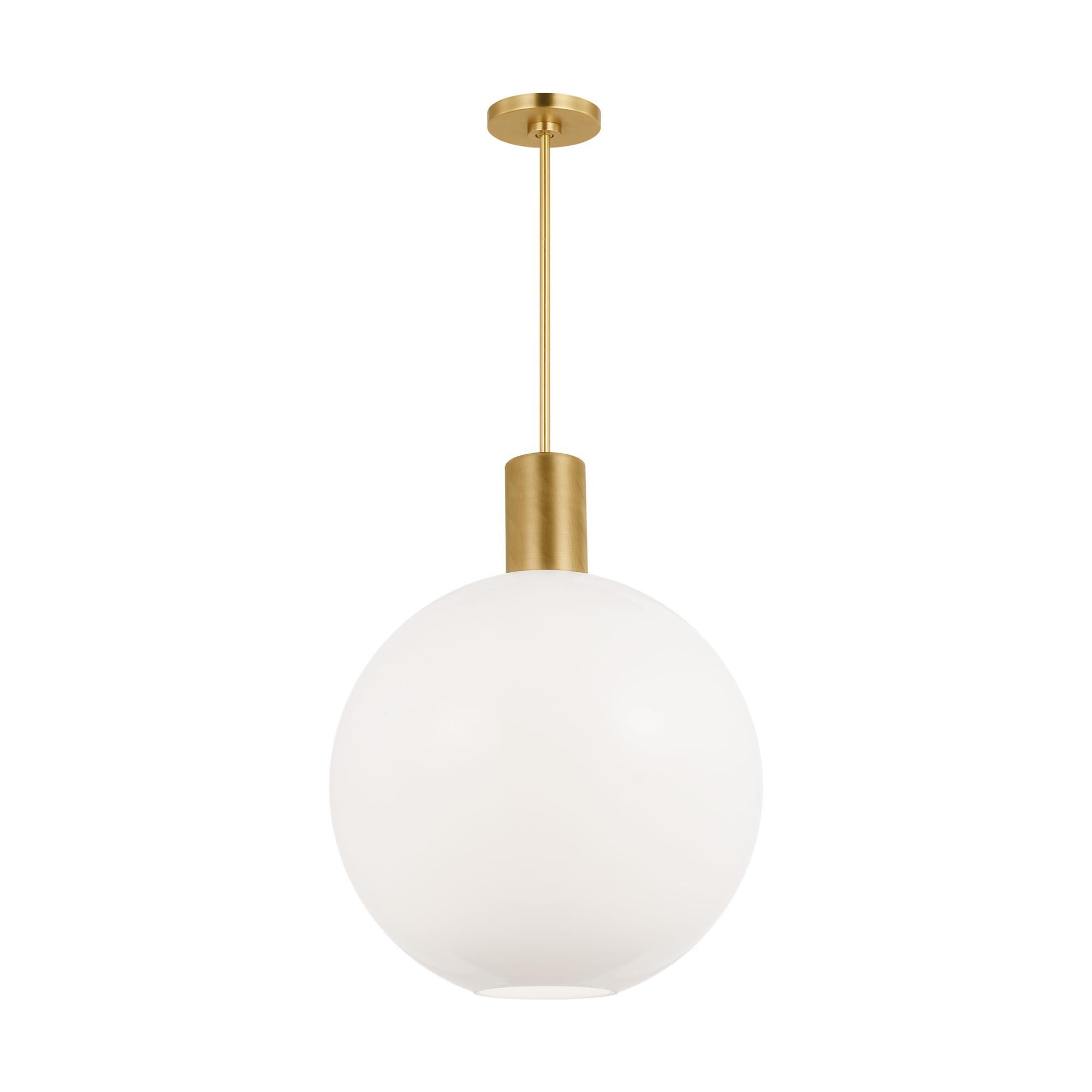 Shown in Satin Brass finish and Milk glass