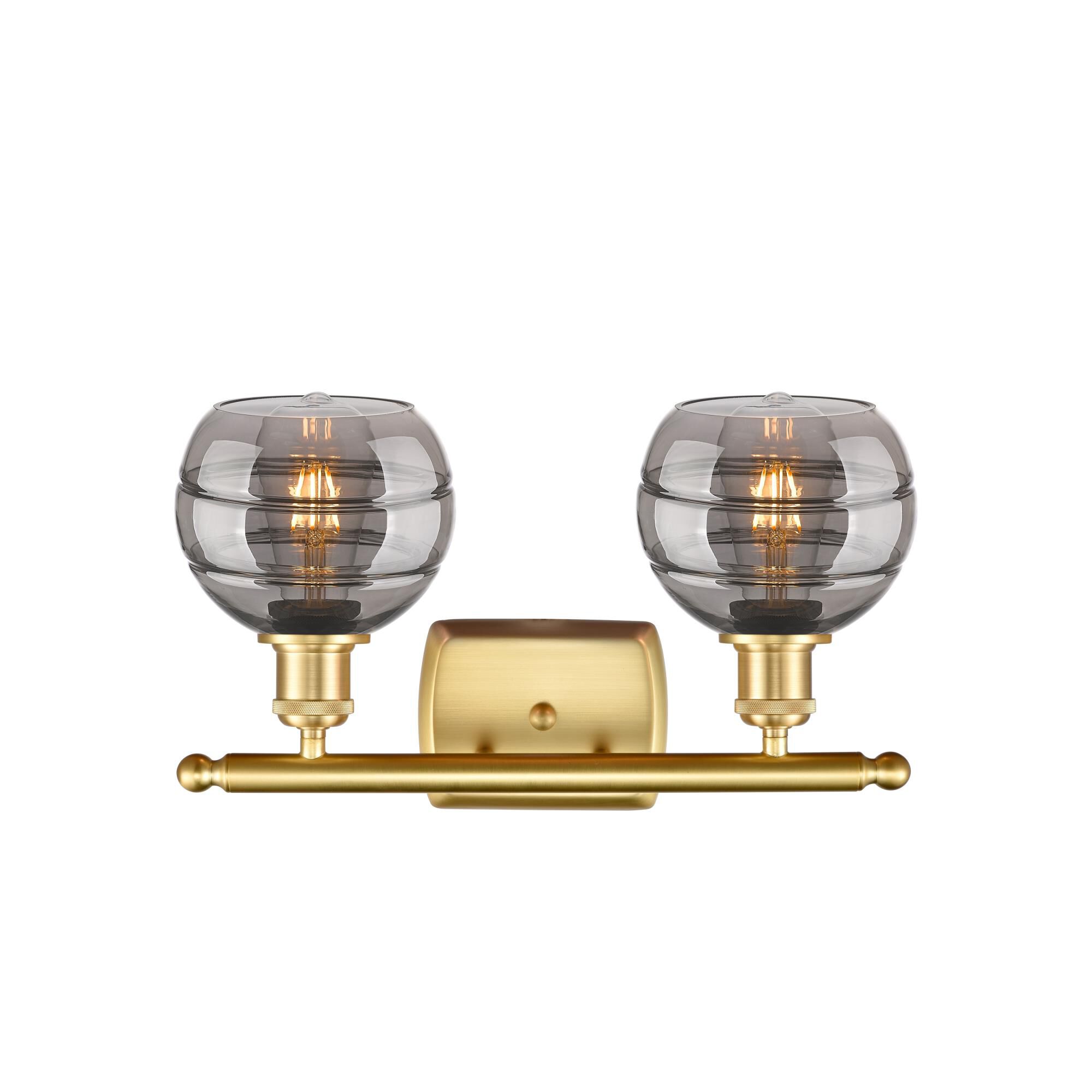 Shown in Satin Gold finish and Light Smoke glass