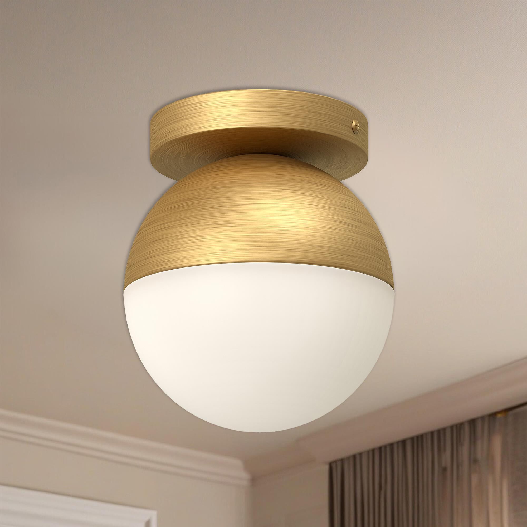 Shown in Brushed Gold finish and Opal glass